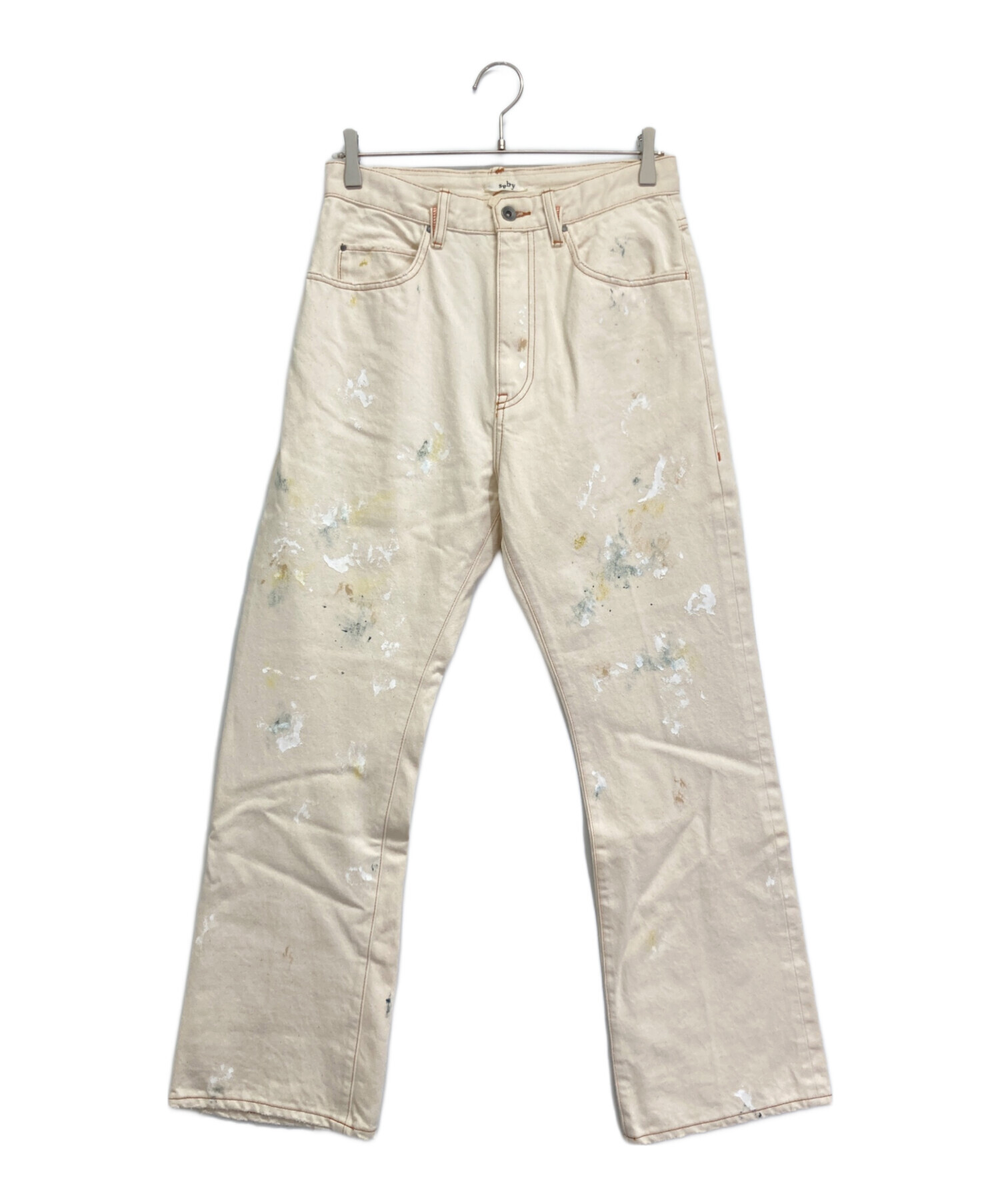 中古・古着通販】saby (サバイ) ペイントデニムパンツ ホワイト サイズ