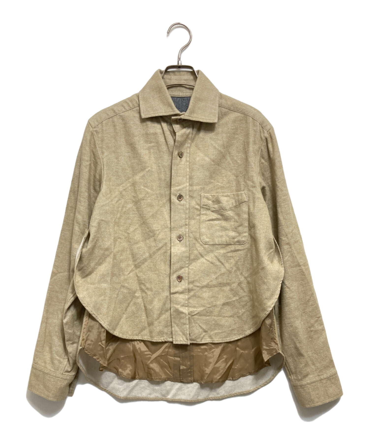 Y's（ワイズ） リネン半袖シャツ ベージュ 中古・古着通販】Y's (ワイズ) ドッキングシャツ ベージュ サイズ:M