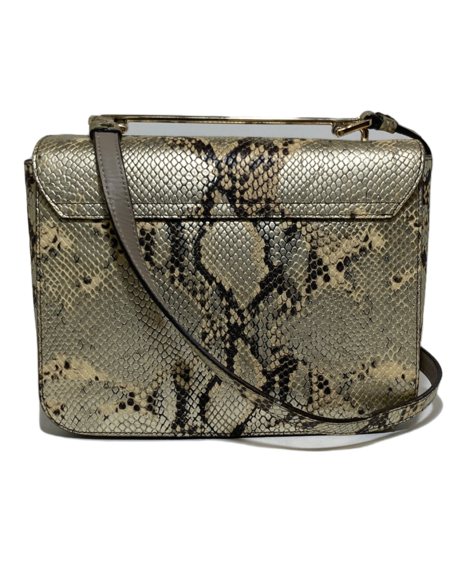 中古・古着通販】FURLA (フルラ) パイソン柄ショルダーバッグ ベージュ 