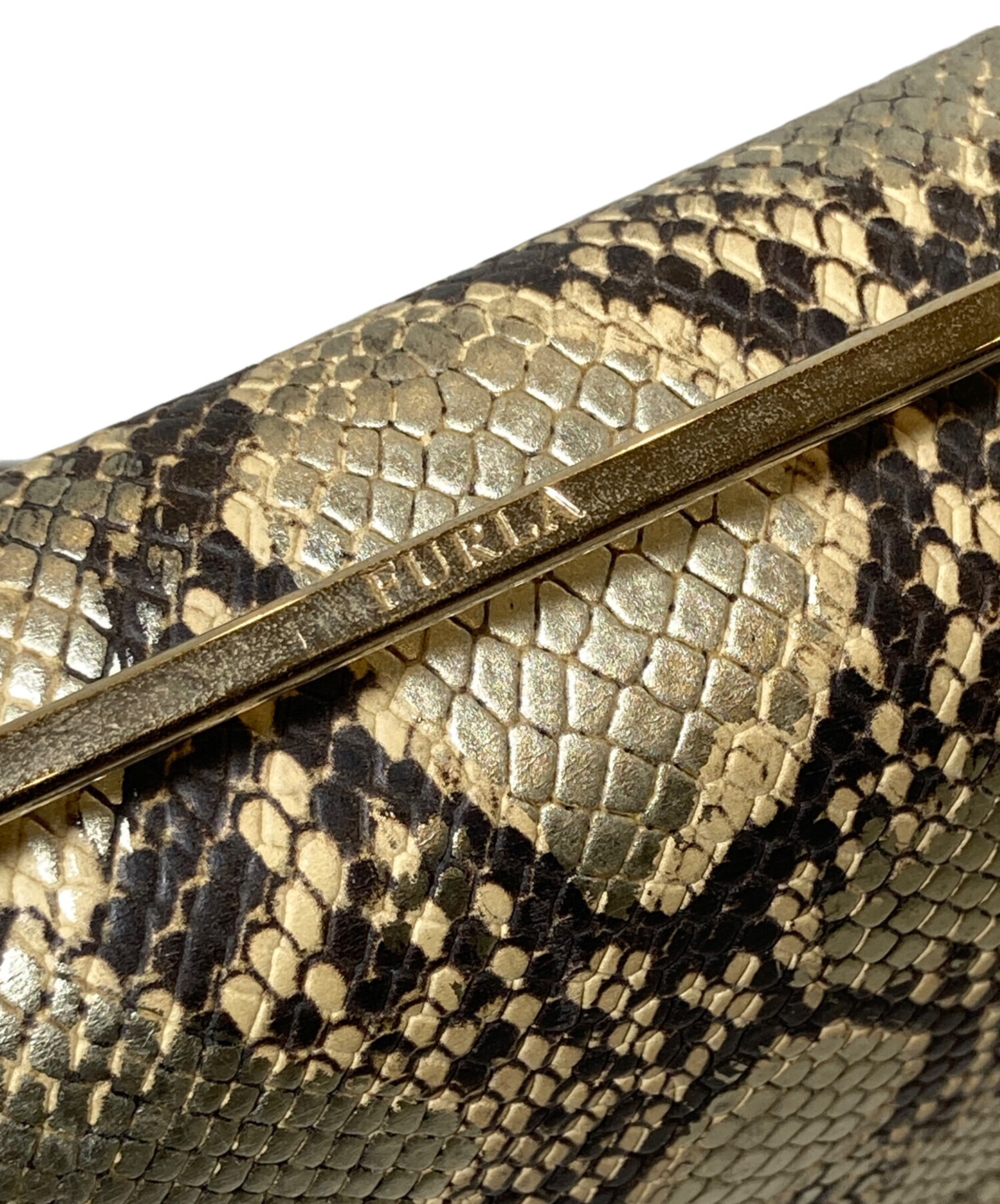 中古・古着通販】FURLA (フルラ) パイソン柄ショルダーバッグ ベージュ 