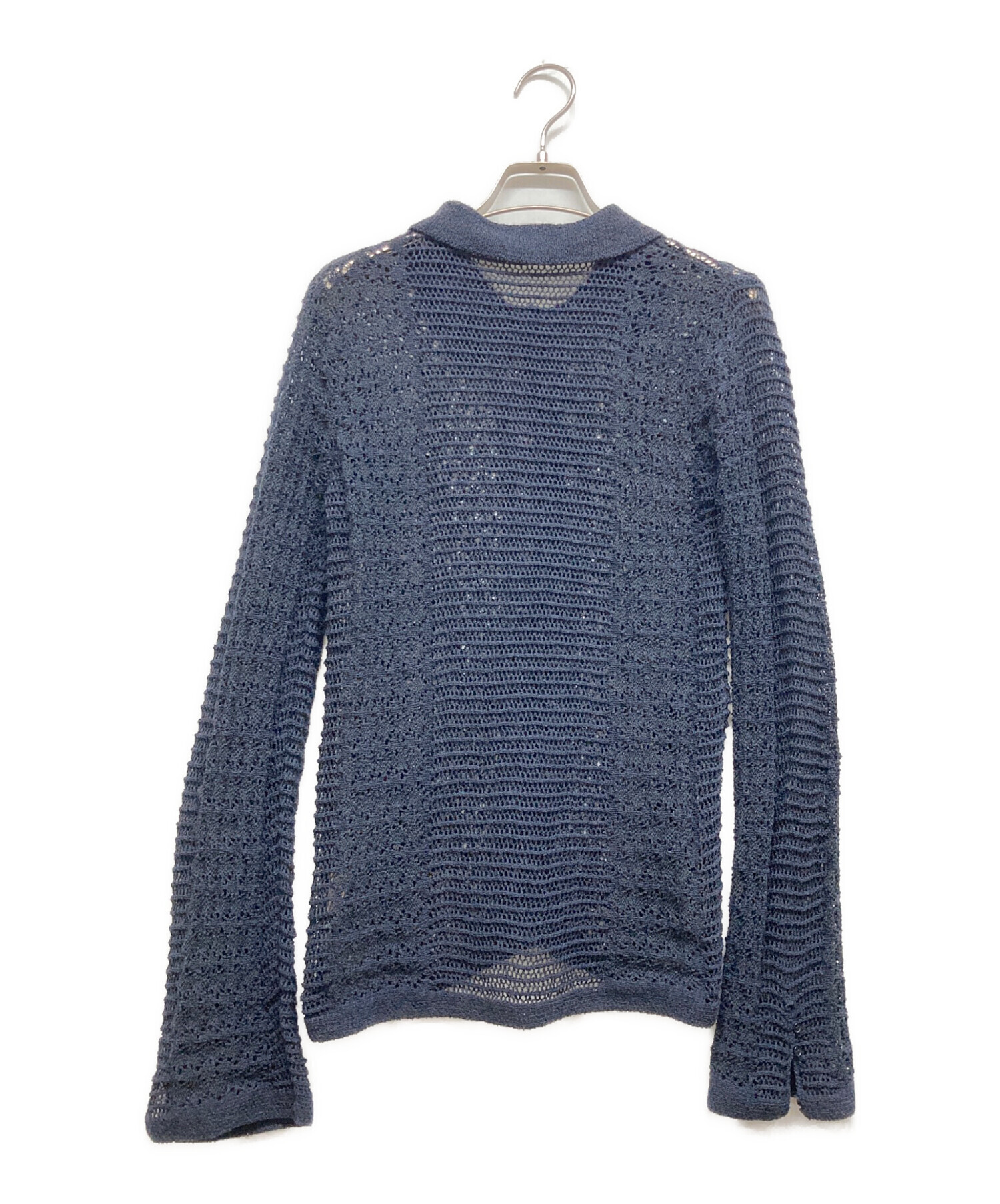 anuke アンヌーク Mix Knit Shirts ネイビー 長袖 中古・古着通販】anuke (アンヌーク) anuke Mix Knit Shirts ネイビー
