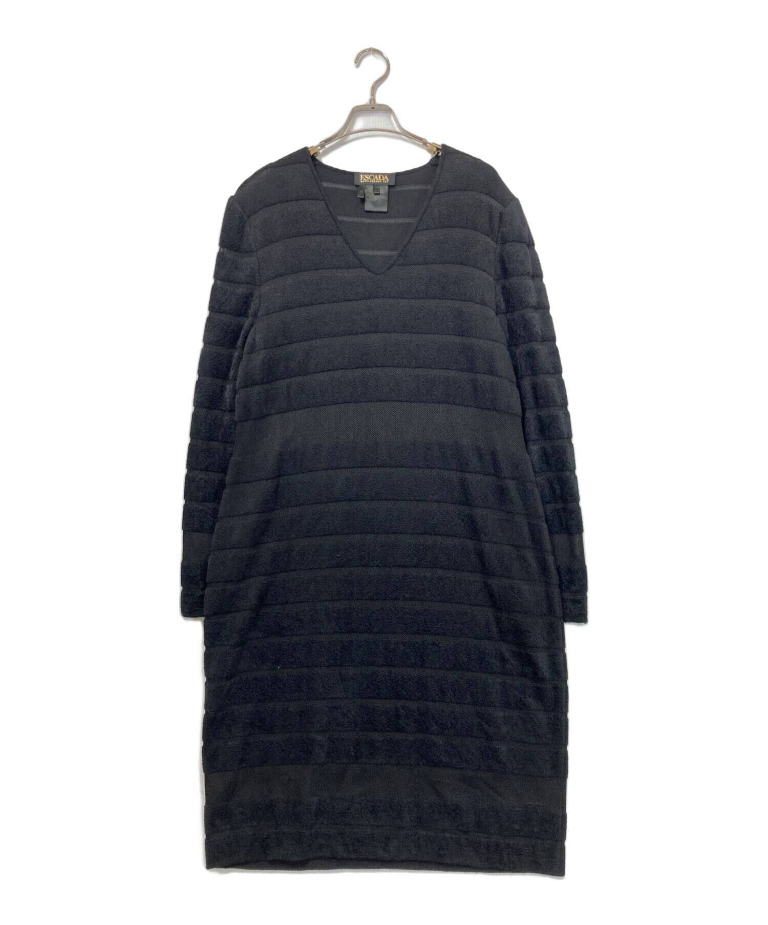 中古・古着通販】ESCADA (エスカーダ) ニットワンピース ブラック 