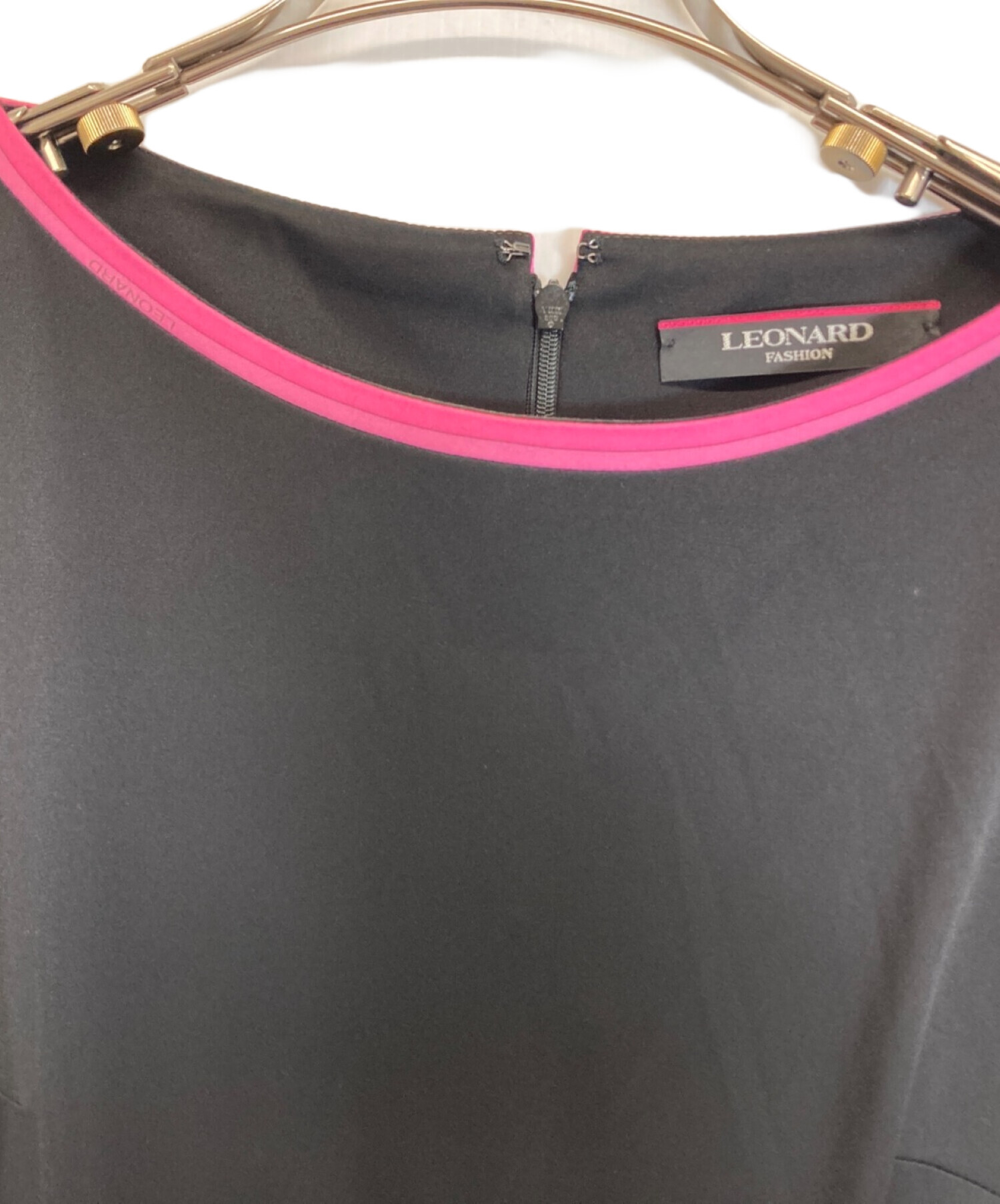 中古・古着通販】LEONARD (レオナール) 切替7分袖ワンピース ブラック