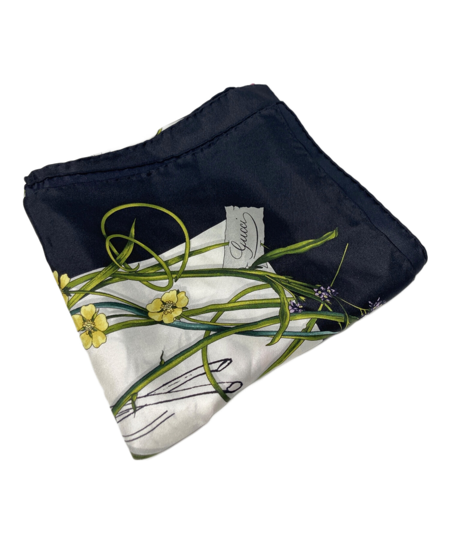 中古・古着通販】GUCCI (グッチ) スカーフ ネイビー×ホワイト