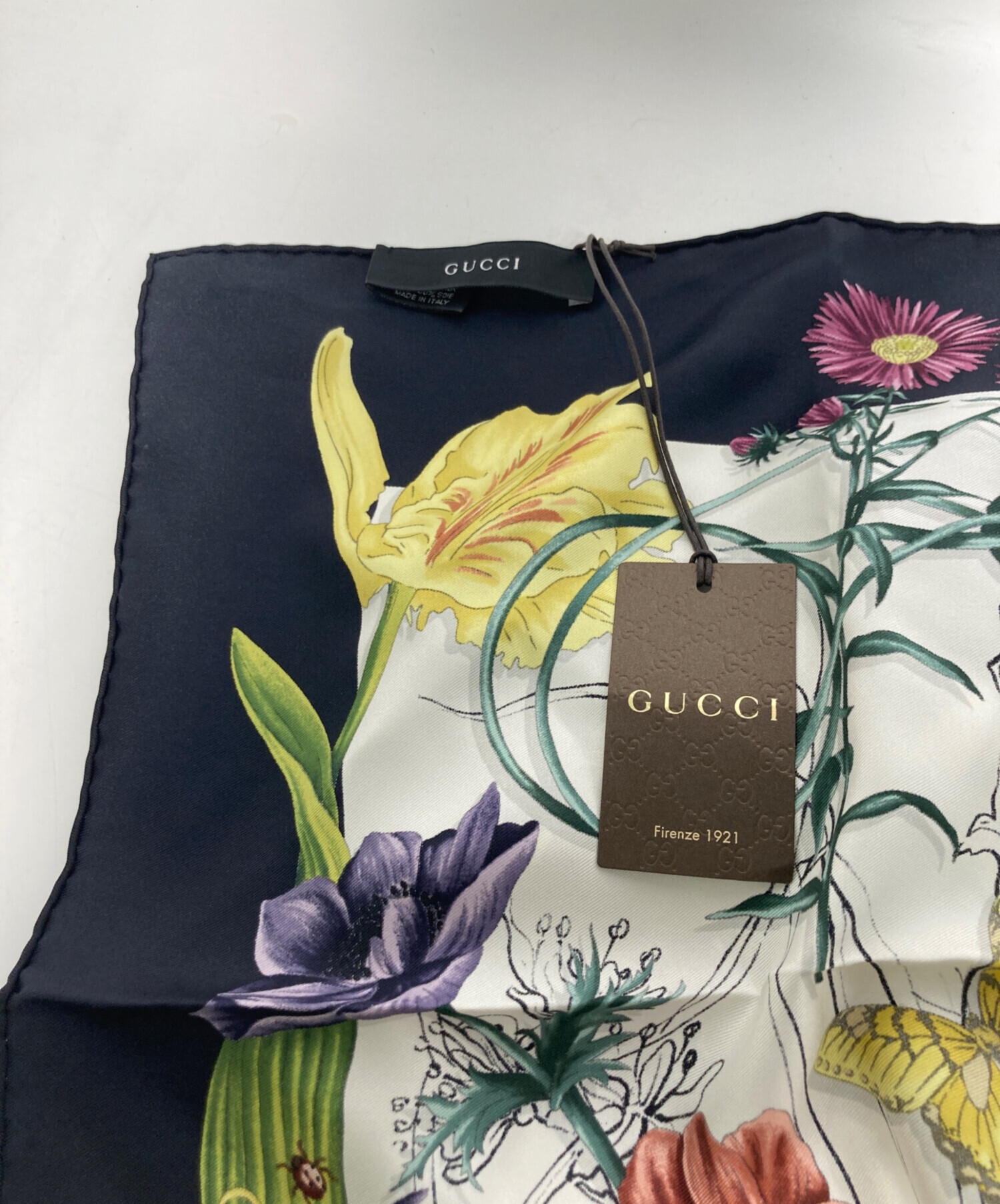 中古・古着通販】GUCCI (グッチ) スカーフ ネイビー×ホワイト