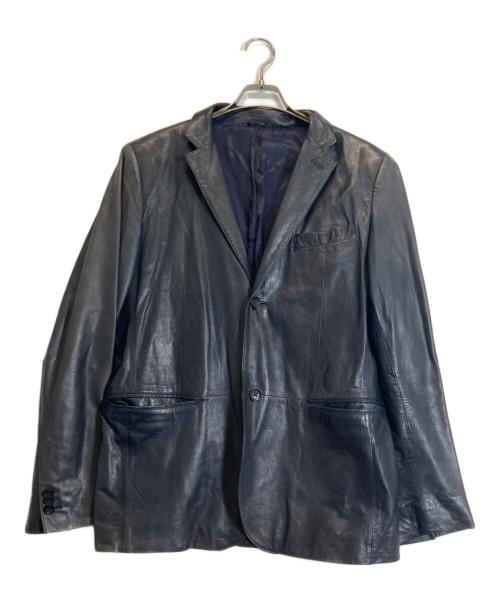 バナナリパブリック ピークドラペル ラムレザー テーラードジャケット(L)黒 中古・古着通販】BANANA REPUBLIC (バナナリパブリック) ラムレザー