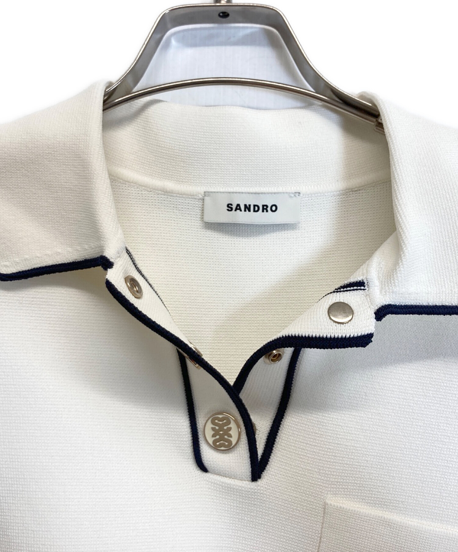 中古・古着通販】Sandro (サンドロ) 半袖ニット ホワイト サイズ:表記