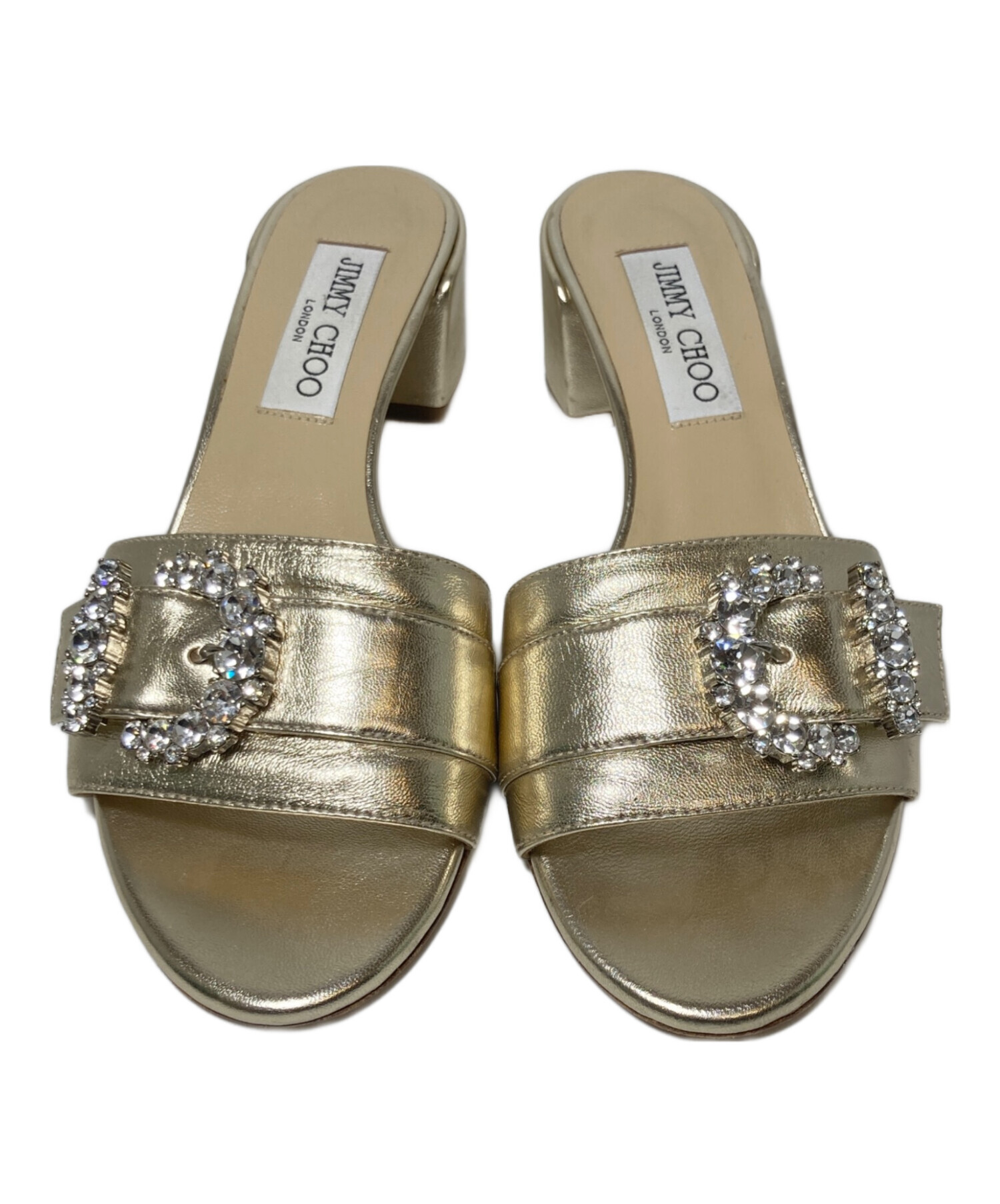 Jimmy Choo ベージュ スライドサンダル Jimmy Choo ベージュ スライドサンダル 中古・古着通販】JIMMY CHOO