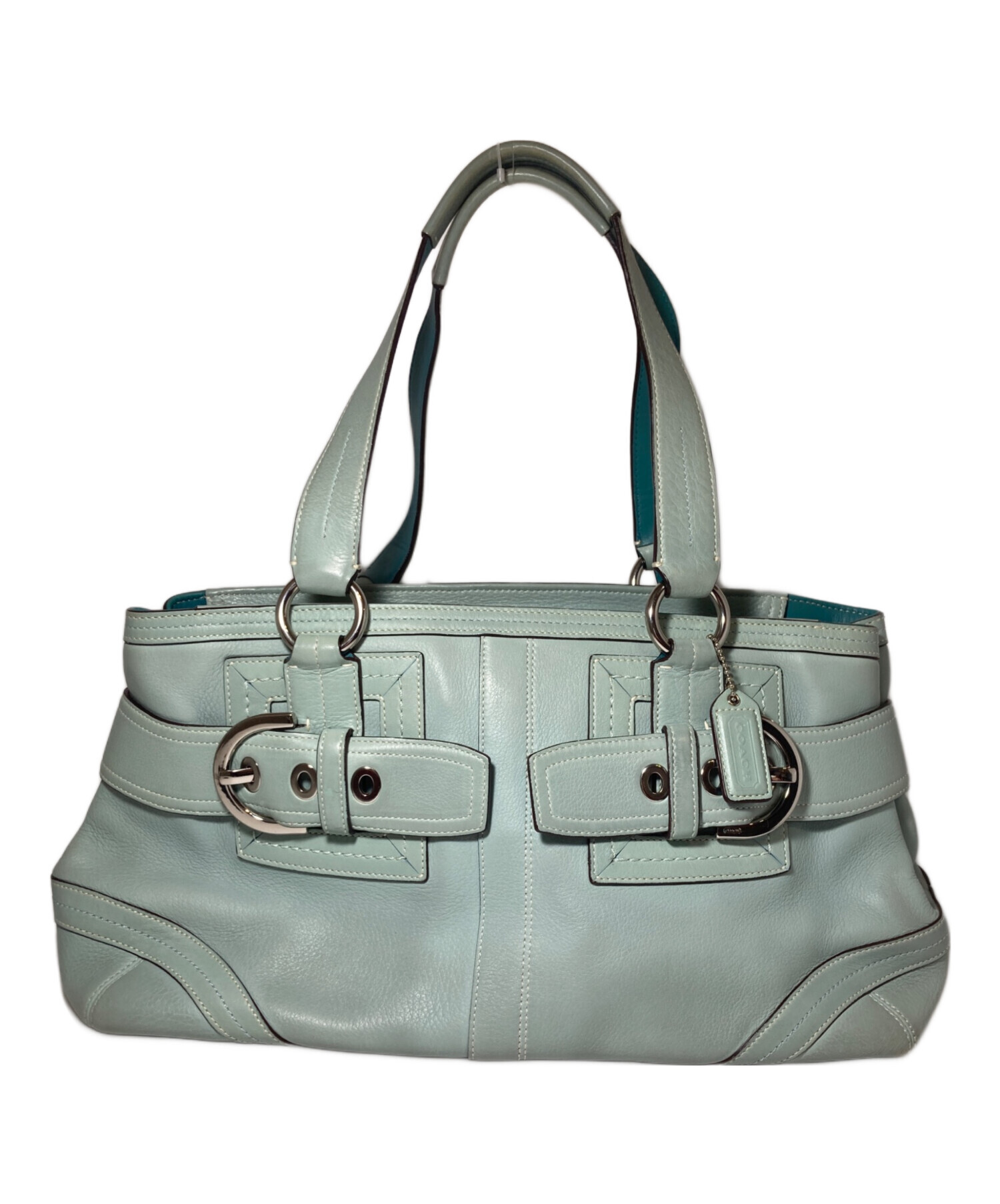 中古・古着通販】COACH (コーチ) ハンプトンズ ハンドバッグ ブルー 