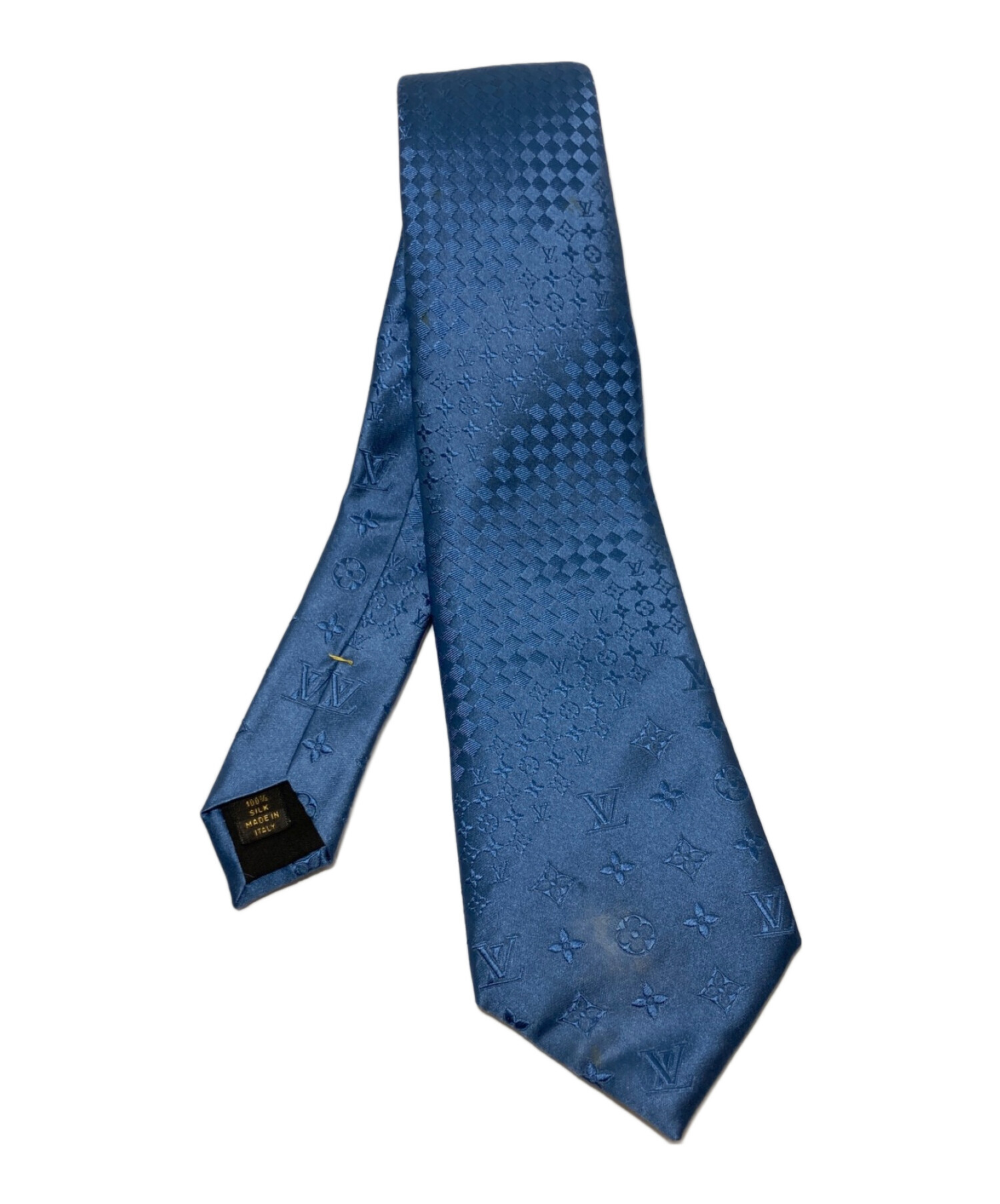 【新品未使用】ルイヴィトンのネクタイ LOUIS VUITTON　ブルー 中古・古着通販】LOUIS VUITTON (ルイ ヴィトン) モノグラム切替
