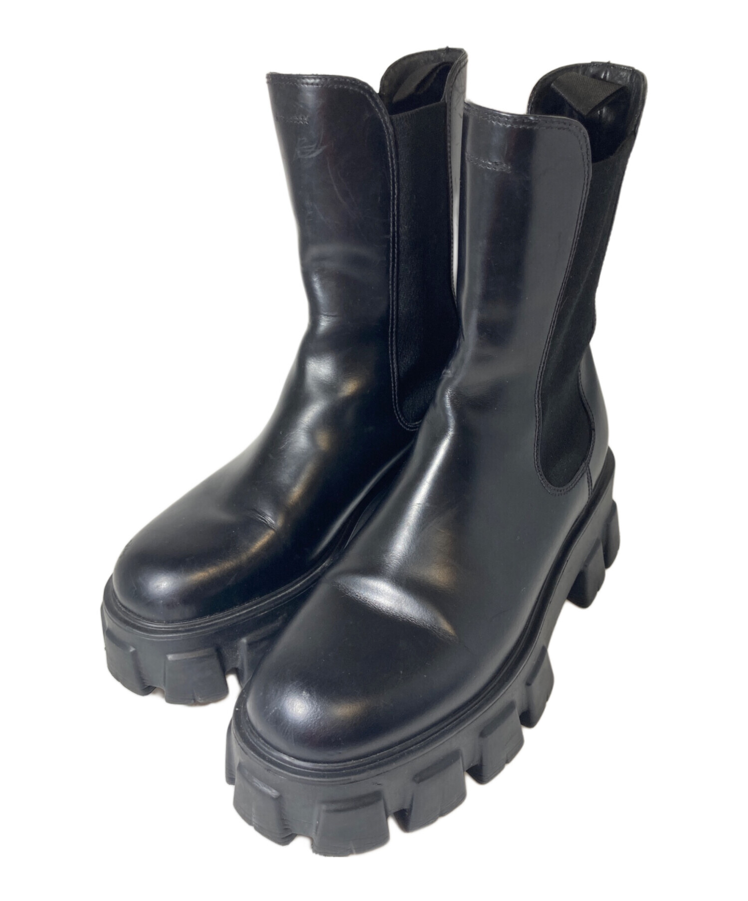 中古・古着通販】PRADA (プラダ) モノリスチェルシーブーツ ブラック