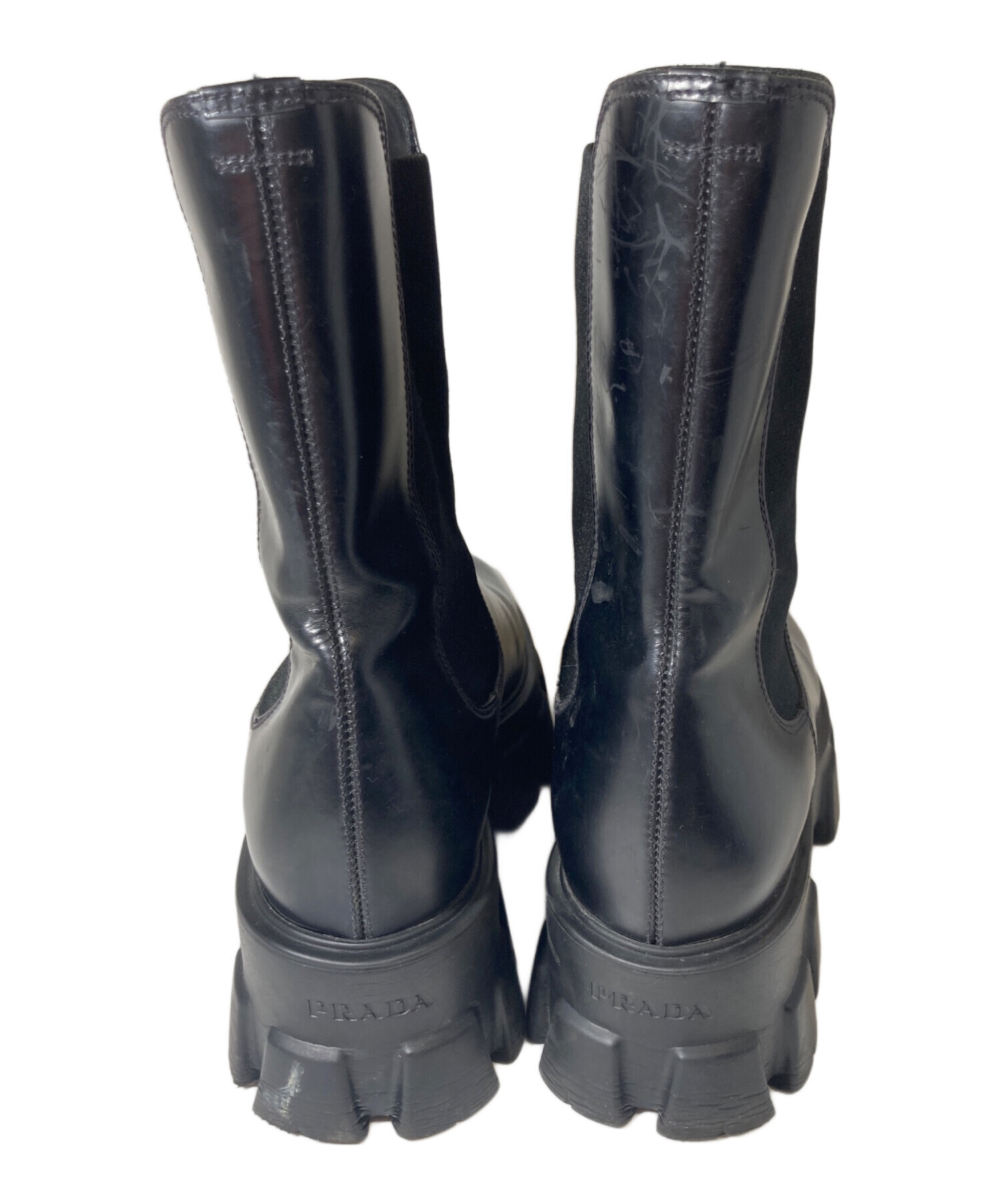 中古・古着通販】PRADA (プラダ) モノリスチェルシーブーツ ブラック