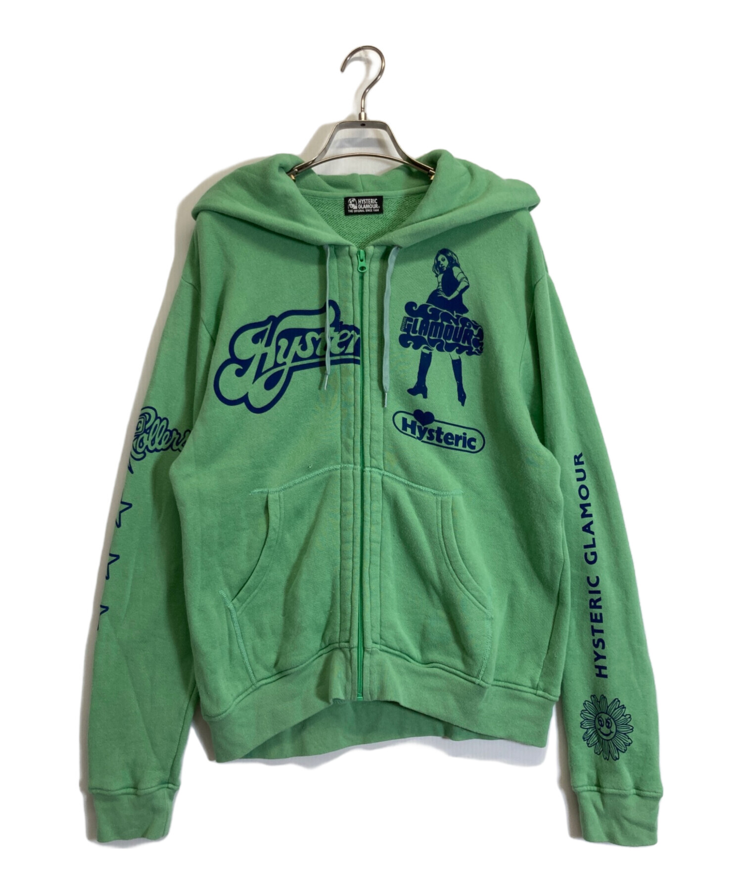 HYSTERIC GLAMOUR(ヒステリックグラマー) パーカー サイズF レディース美品  - ライトグリーン×黒 長袖/ジップアップ/ショート丈 中古・古着通販】Hysteric Glamour (ヒステリックグラマー) HG YOUTH