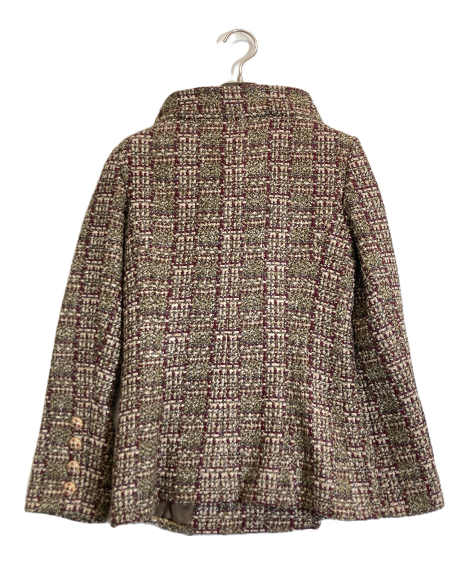 CHANEL チェック柄ツイードジャケット 38 中古・古着通販】CHANEL (シャネル) ツイードジャケット ブラウン