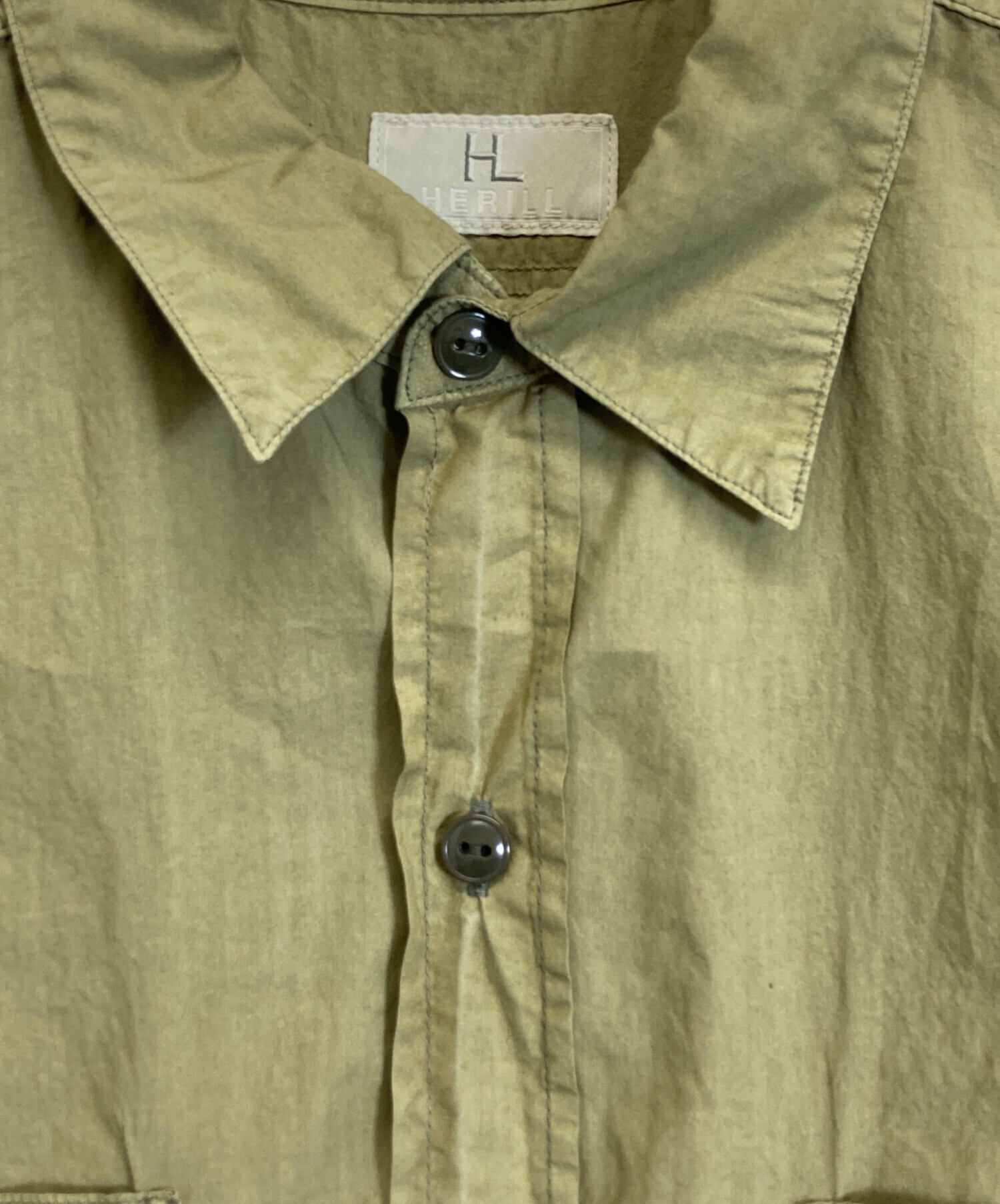 中古・古着通販】HERILL (ヘリル) U.S.N Cottonpoplin shirt カーキ