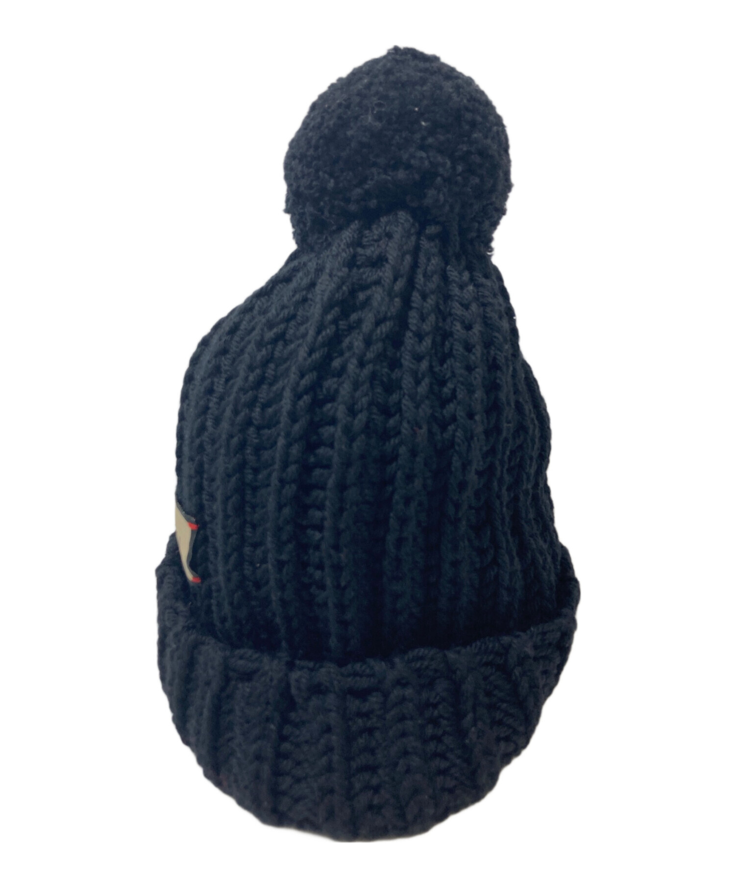 中古・古着通販】GUCCI (グッチ) LABEL LOGO KNIT BAENIE ブラック