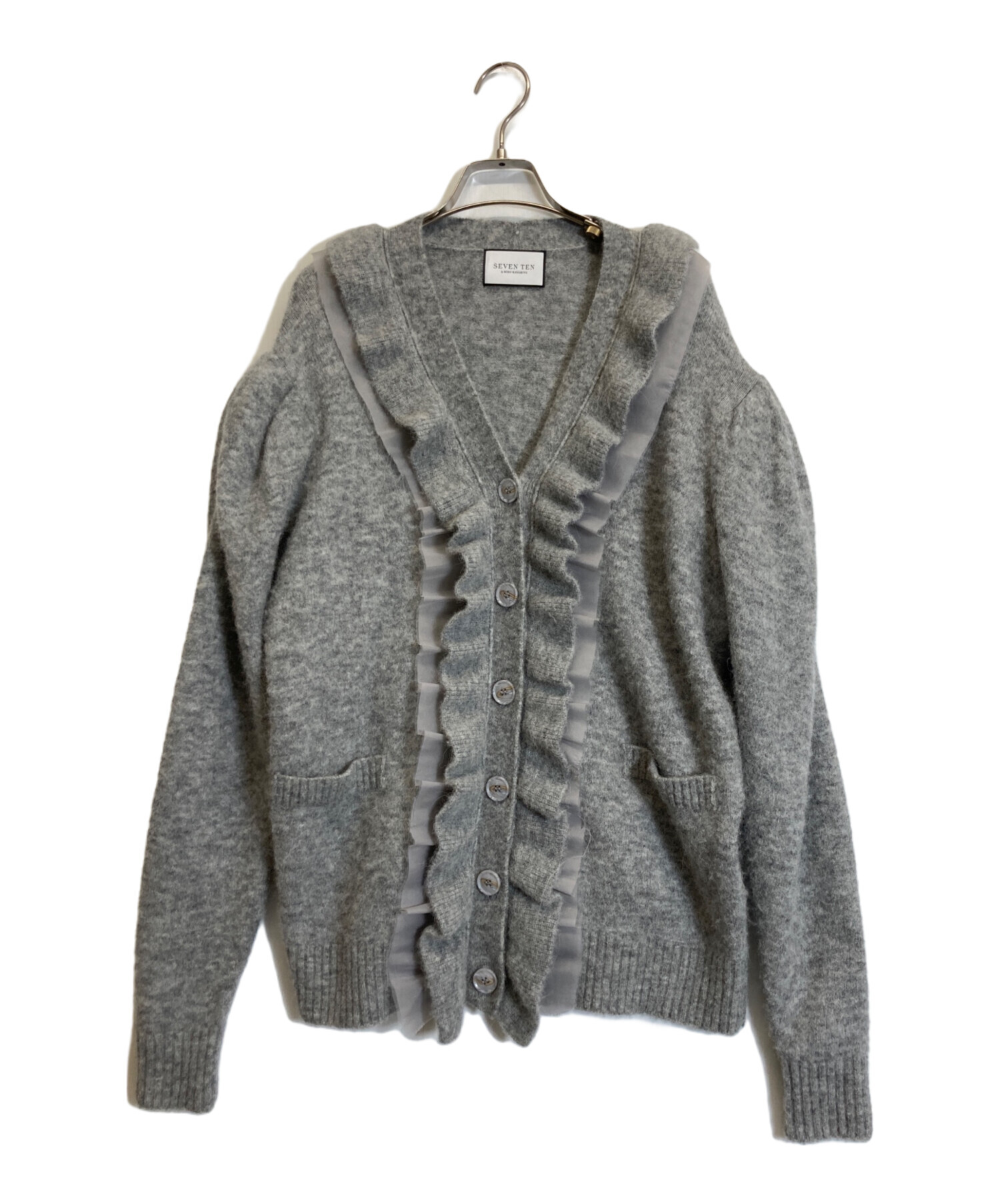 SEVEN TEN フリル付きグレーカーディガン SEVEN TEN フリル付きグレーカーディガン 10％off】フリルオーガンジー