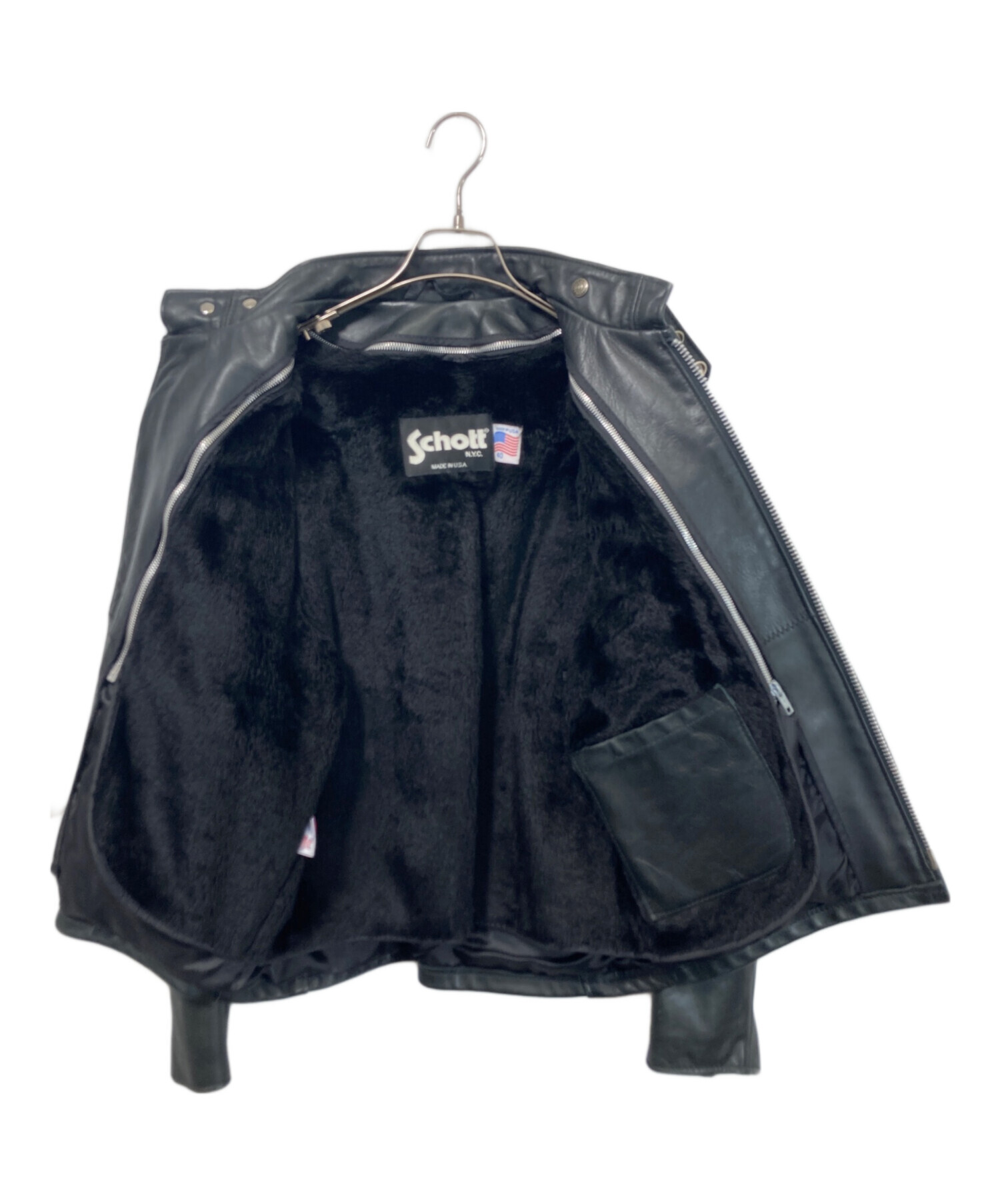 ヴィンテージ 本革 レザージャケット ボアライナー付き 中古・古着通販】Schott (ショット) ボアライナー付 レザーシングル