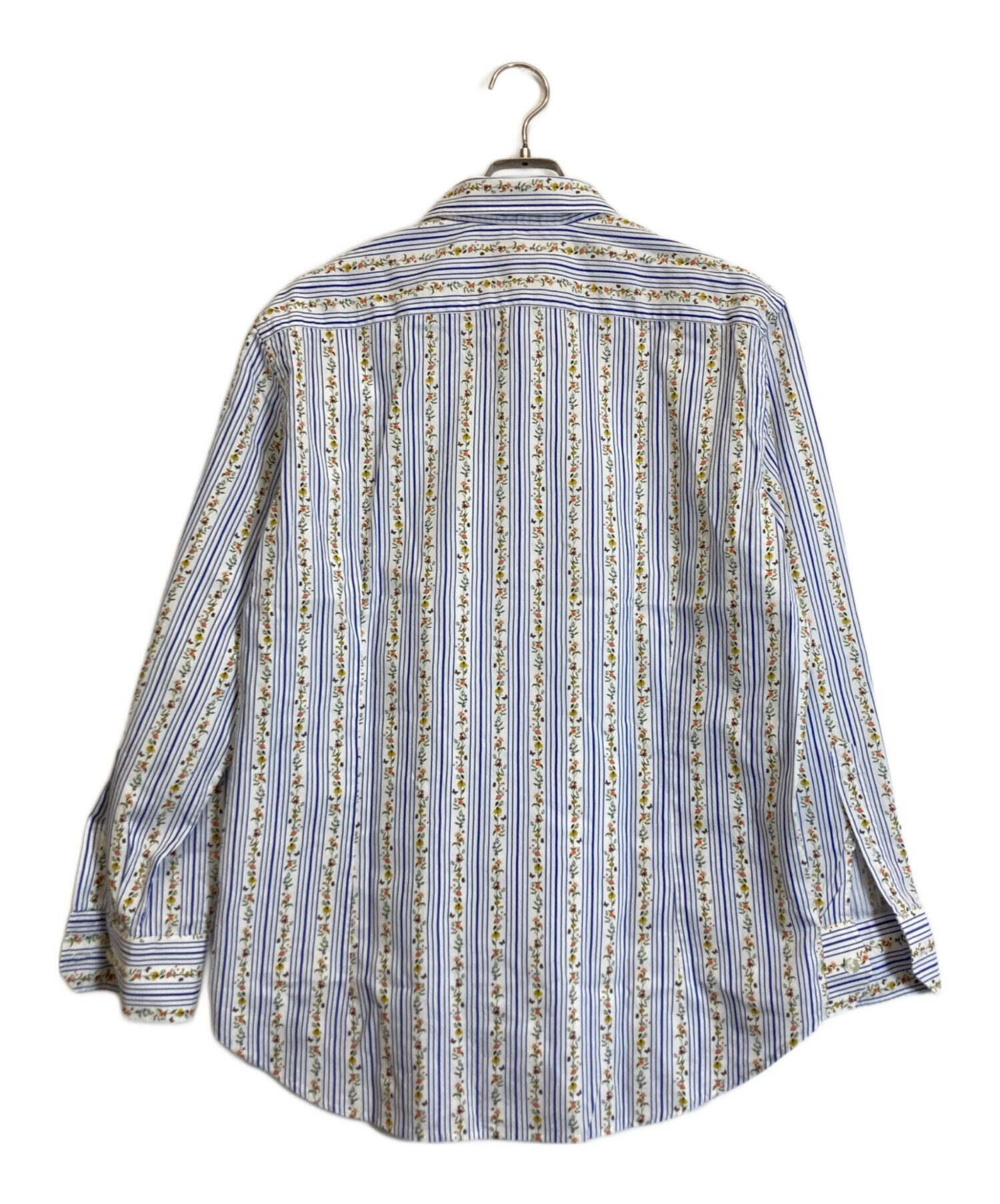 中古・古着通販】ETRO (エトロ) 花柄ストライプシャツ ブルー×ホワイト 