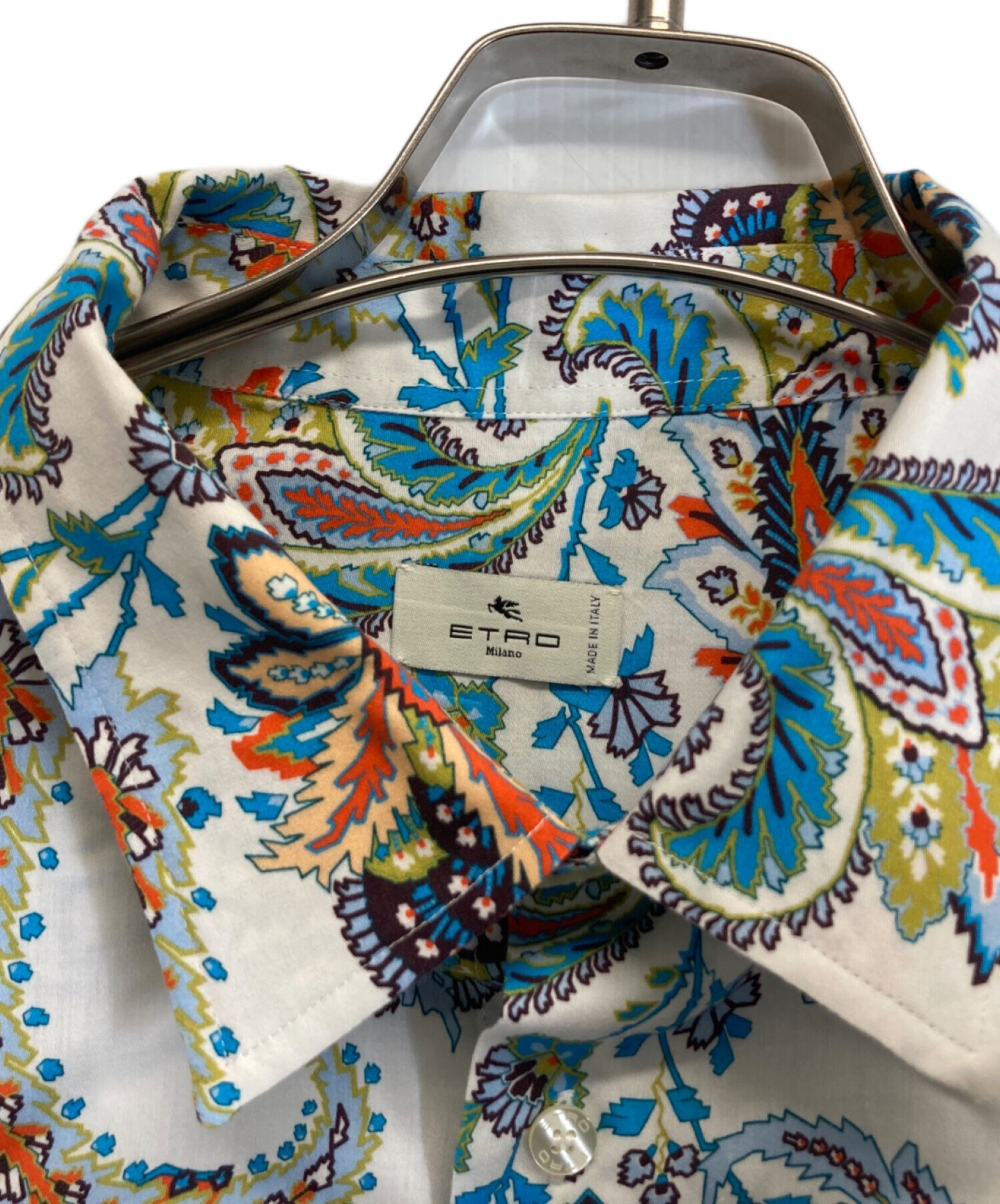 中古・古着通販】ETRO (エトロ) ペイズリ―柄シャツ ホワイト サイズ:45