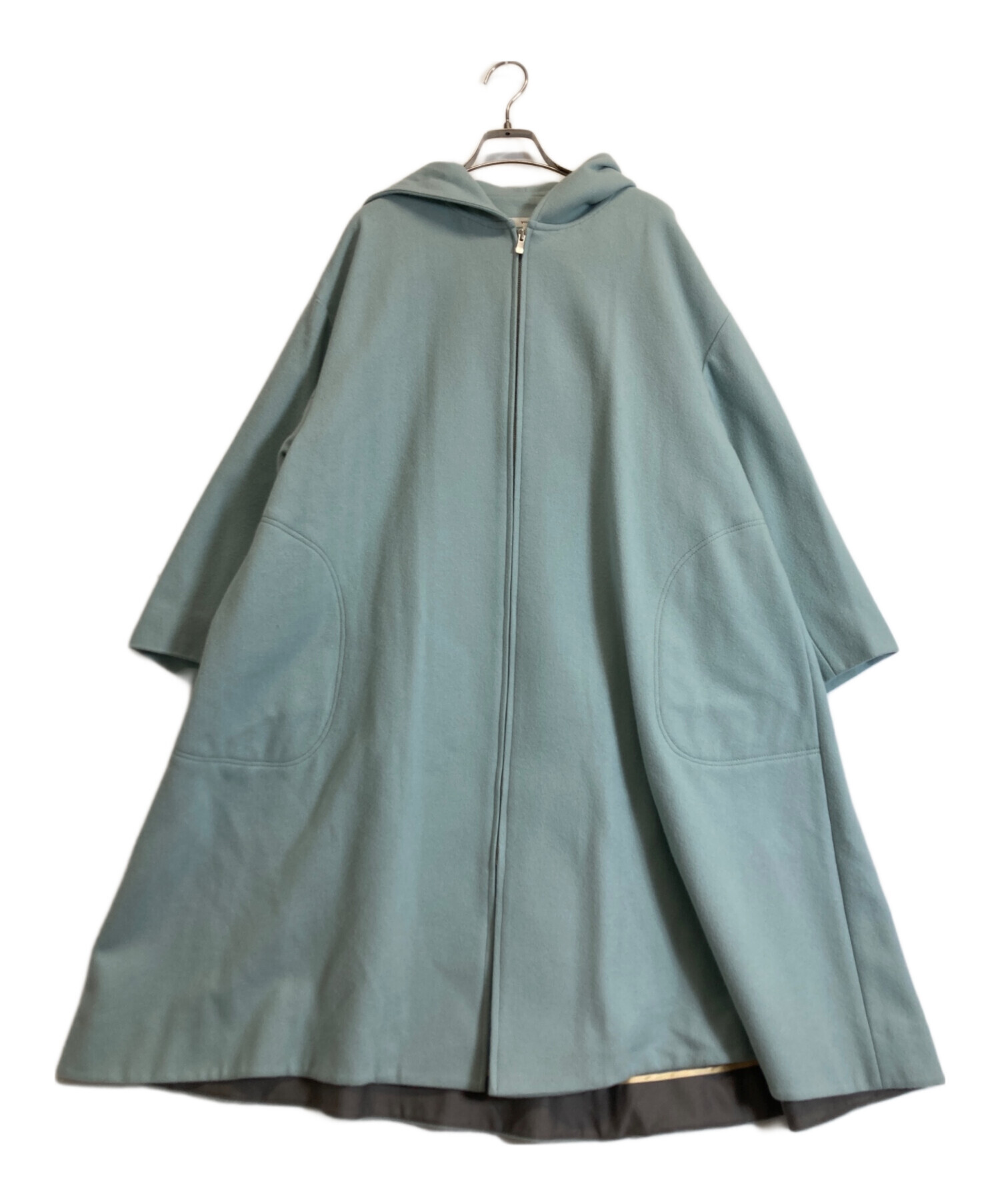 yori Aラインフードコート38 中古・古着通販】yori (ヨリ) Aラインフードコート スカイブルー