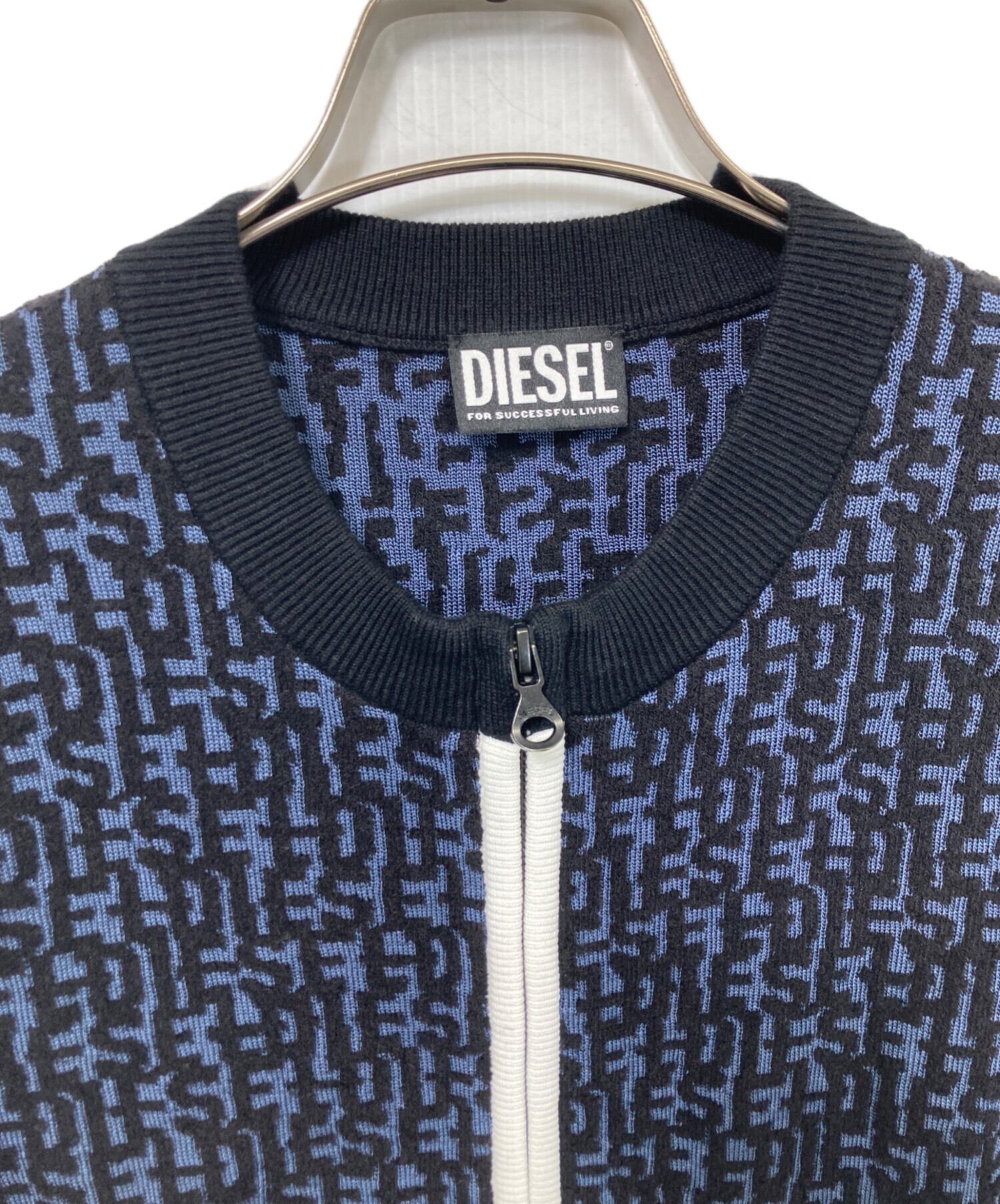 DIESEL ニットジャケット　定価82500円 中古・古着通販】DIESEL (ディーゼル) ニットジャケット ブルー サイズ