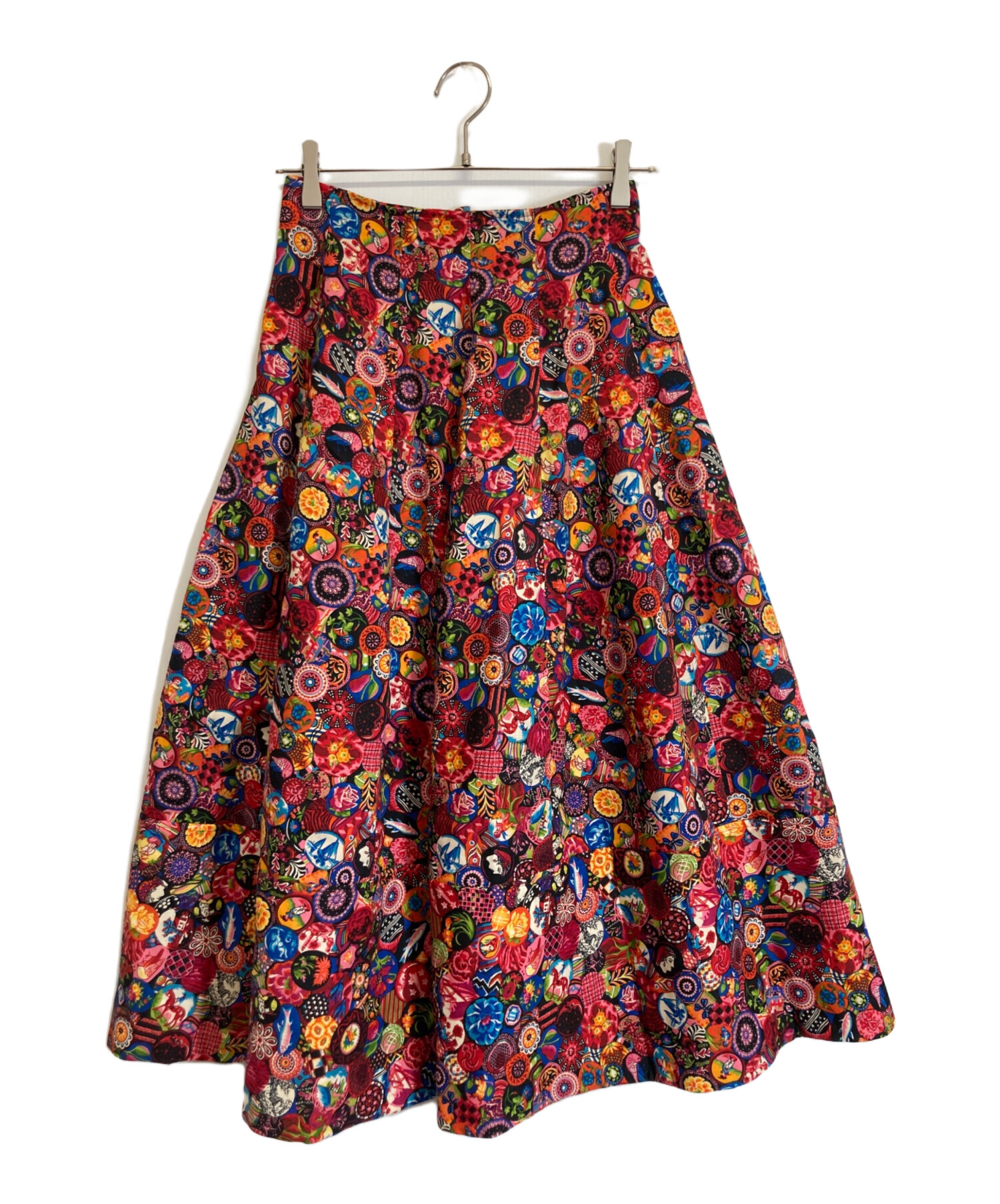 ケンゾーKENZO フラワープリント プリーツスカート シルク混 フランス製40 中古・古着通販】KENZO (ケンゾー) 総柄スカート レッド サイズ:2M