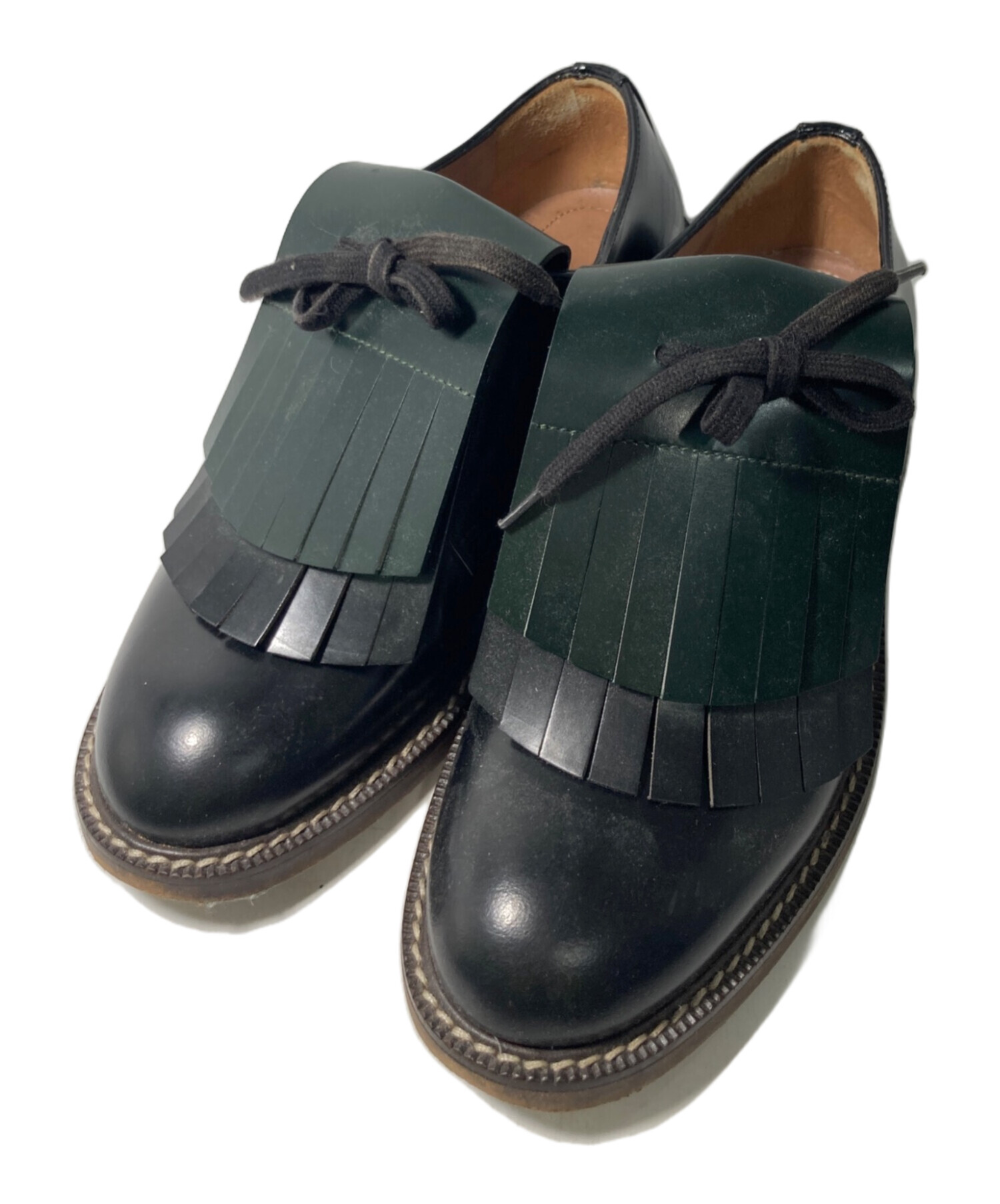 MARNI マルニ フリンジローファー 中古・古着通販】MARNI (マルニ) フリンジローファー グリーン サイズ