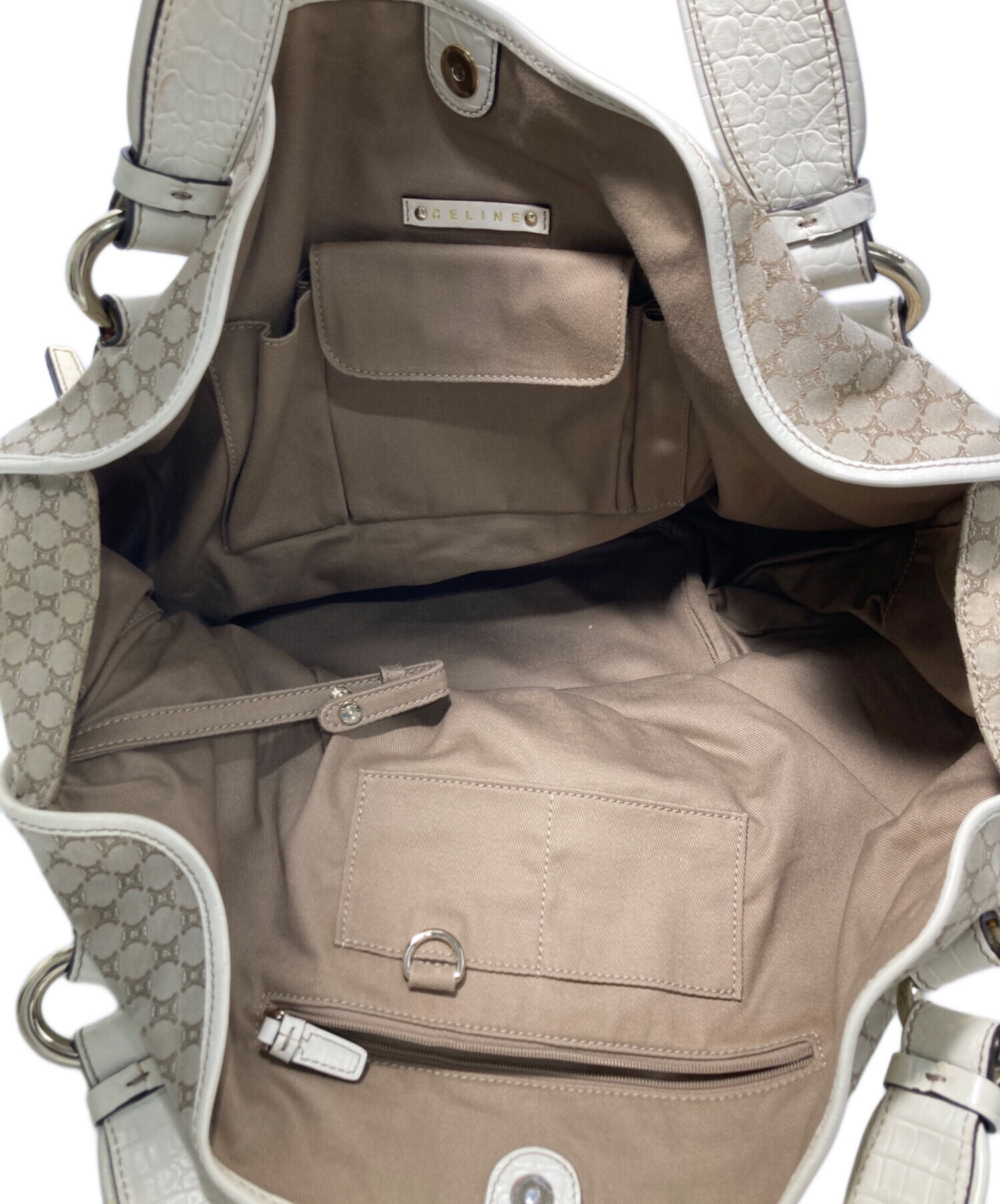 中古・古着通販】CELINE (セリーヌ) マカダム柄トートバック ホワイト