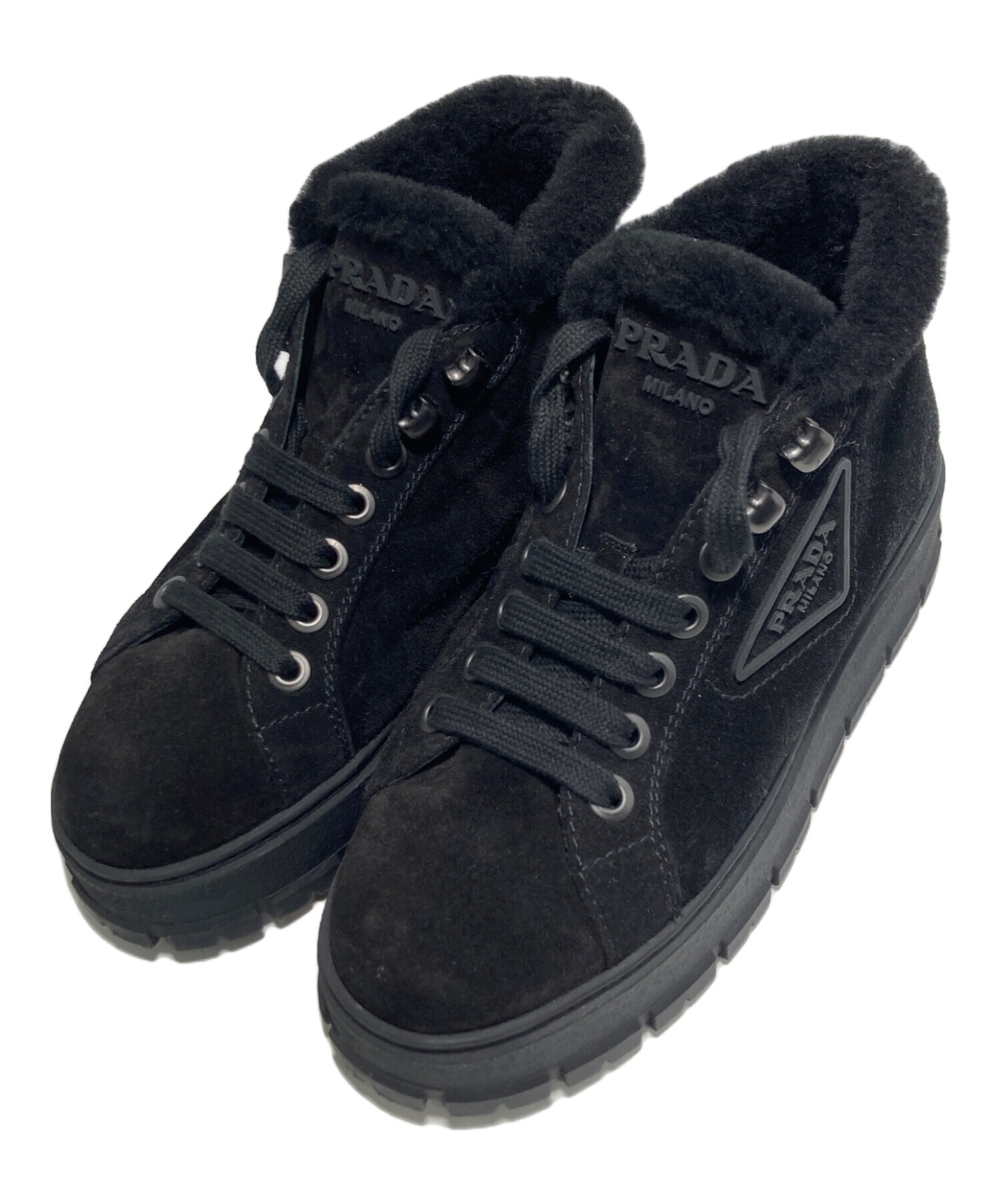 中古・古着通販】PRADA (プラダ) トライアングルロゴボア スニーカー