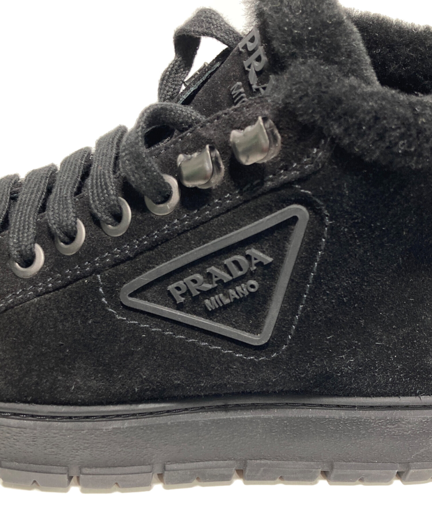 中古・古着通販】PRADA (プラダ) トライアングルロゴボア スニーカー