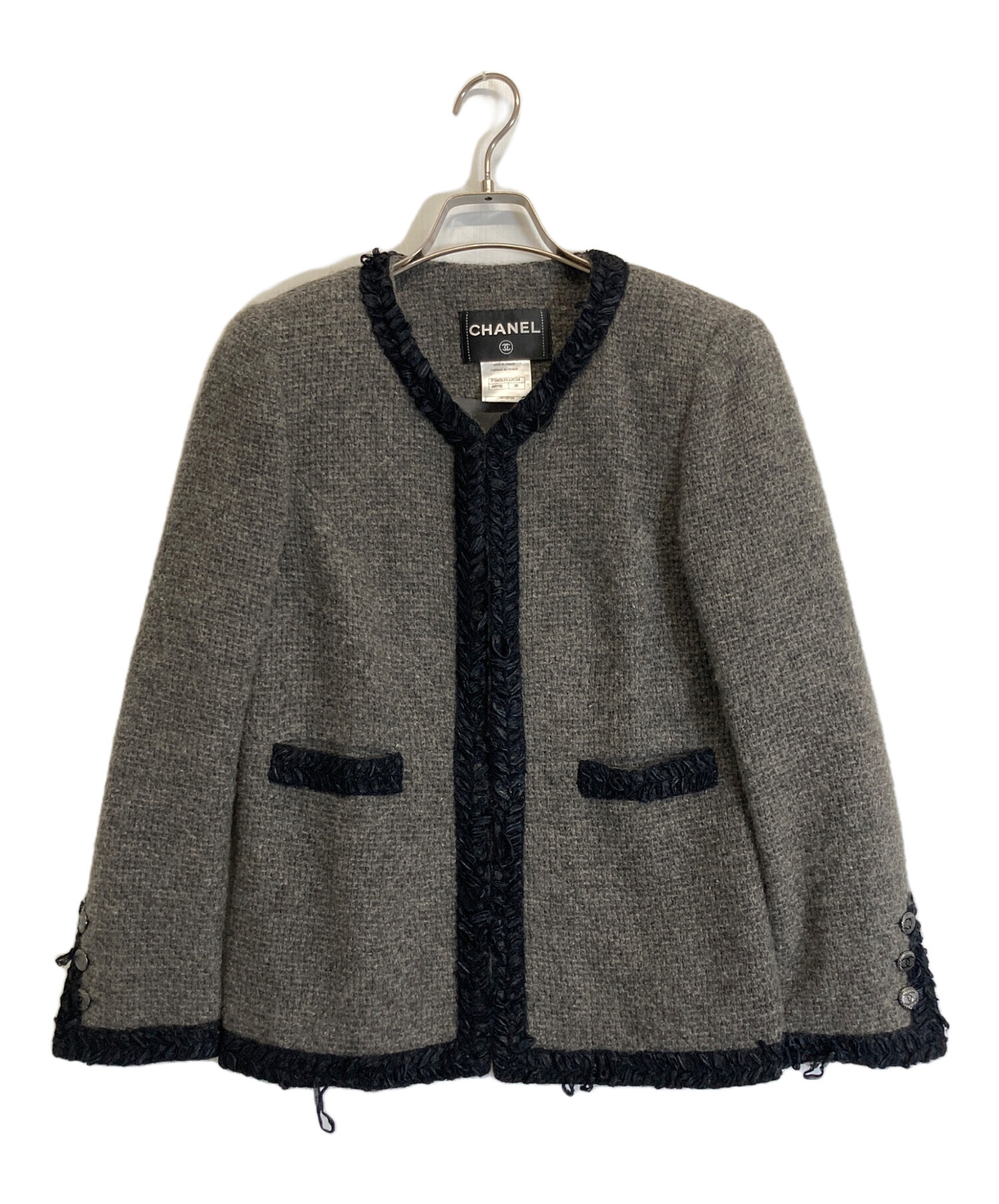 中古・古着通販】CHANEL (シャネル) 袖ココボタンツイードジャケット