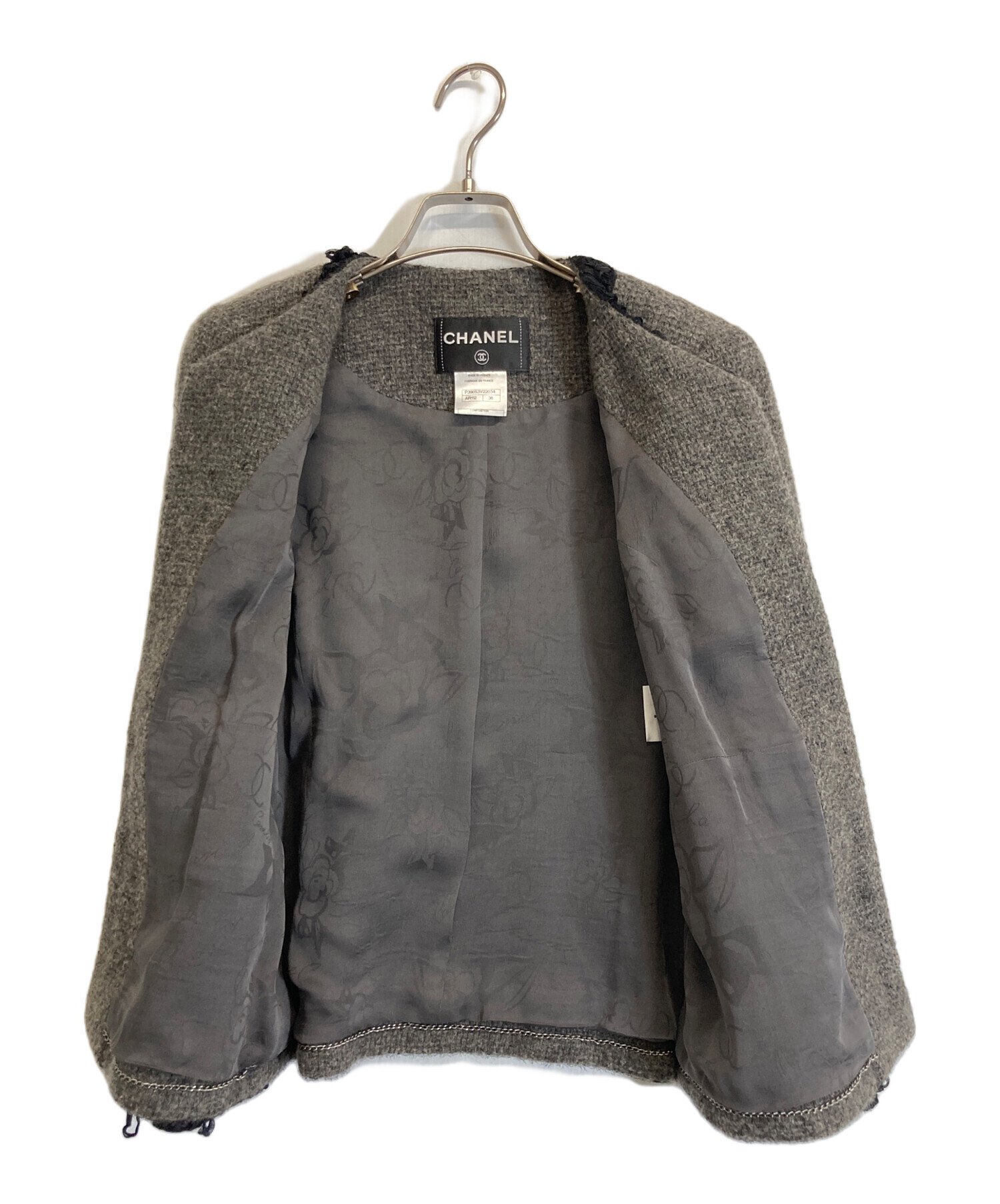 中古・古着通販】CHANEL (シャネル) 袖ココボタンツイードジャケット 