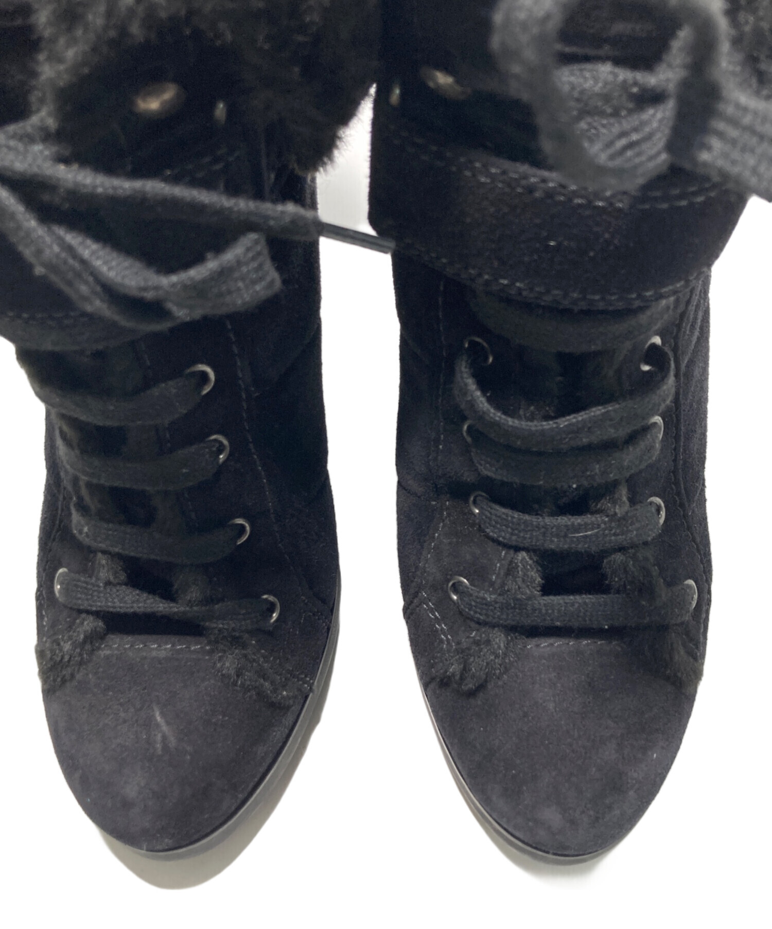 中古・古着通販】PRADA (プラダ) ムートンブーツ ブラック サイズ:38.5