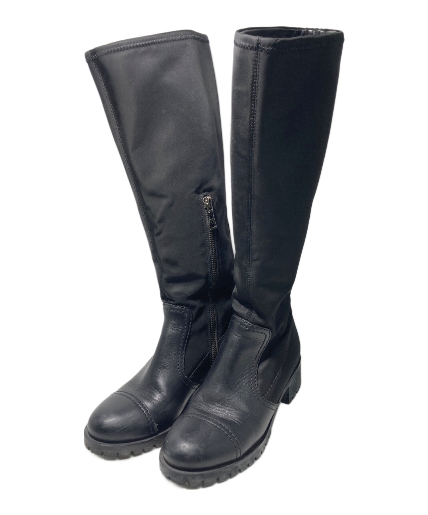 【極美品】PRADA プラダ　ロングブーツ　36 1/2 ブラック 中古・古着通販】PRADA (プラダ) ロングブーツ ブラック サイズ:36 1/2