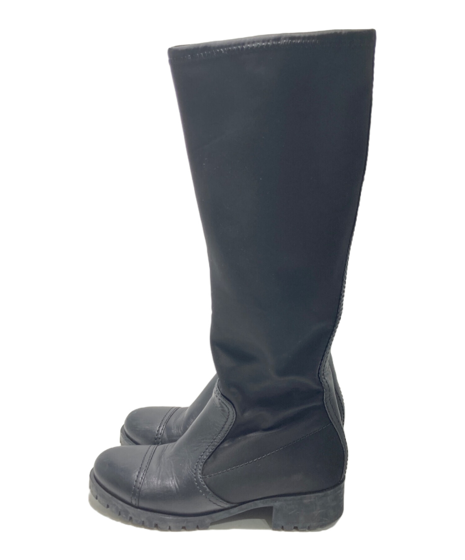 中古・古着通販】PRADA (プラダ) ロングブーツ ブラック サイズ:36 1/2