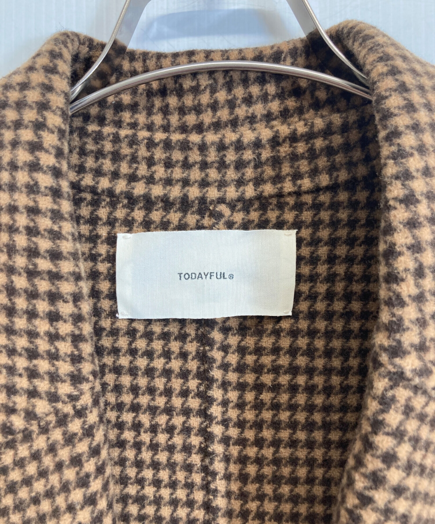 中古・古着通販】TODAYFUL (トゥデイフル) Over Check Coat ブラウン