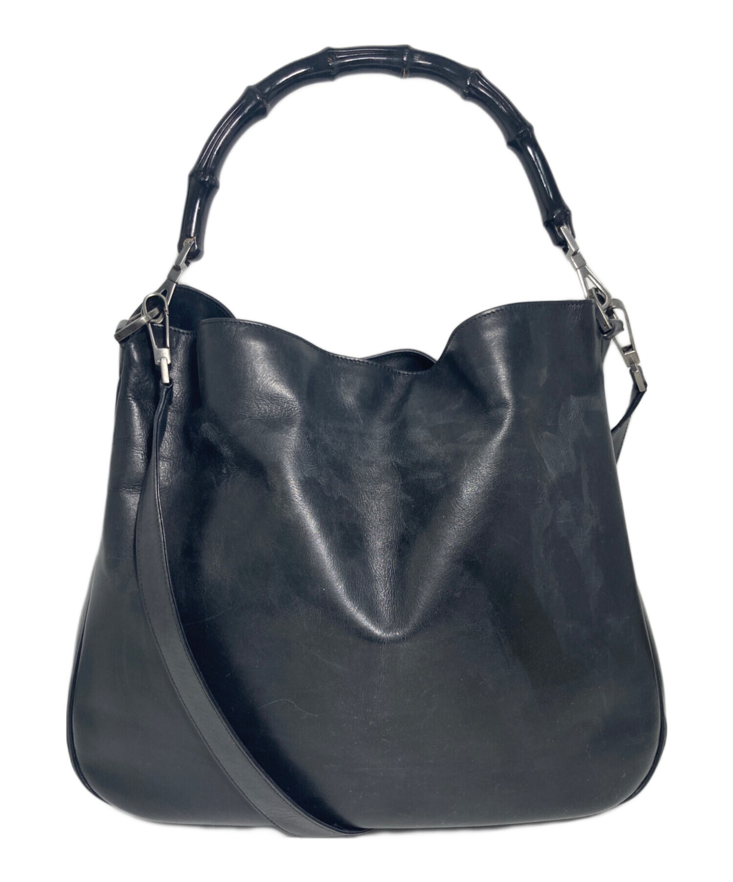 中古・古着通販】GUCCI (グッチ) バンブーハンドバッグ ブラック
