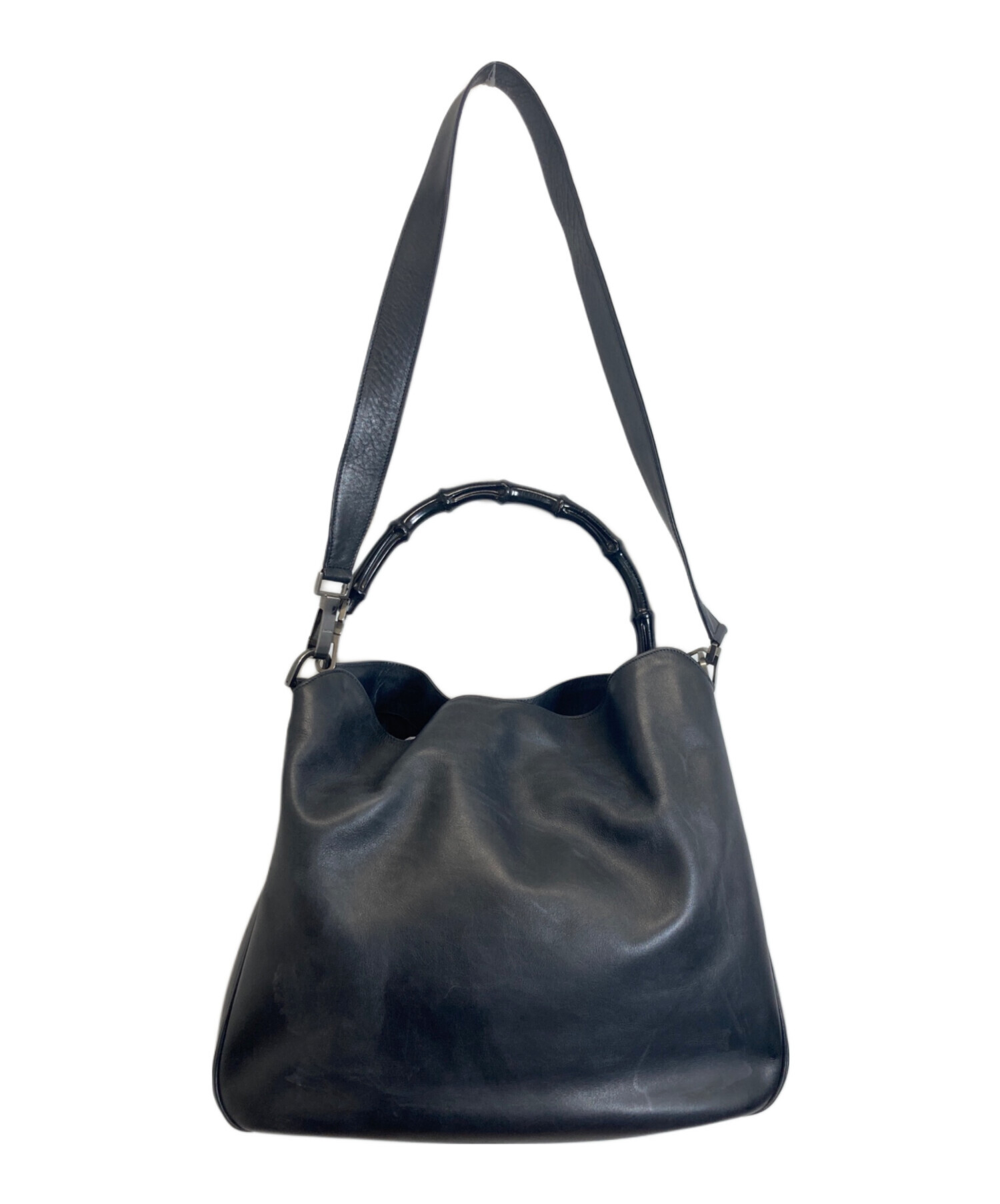 中古・古着通販】GUCCI (グッチ) バンブーハンドバッグ ブラック