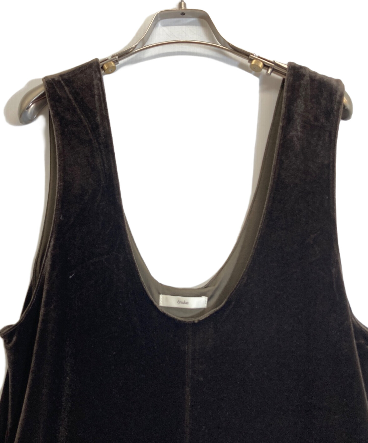 中古・古着通販】anuke (アンヌーク) Velour Uneck Onepiece ブラウン