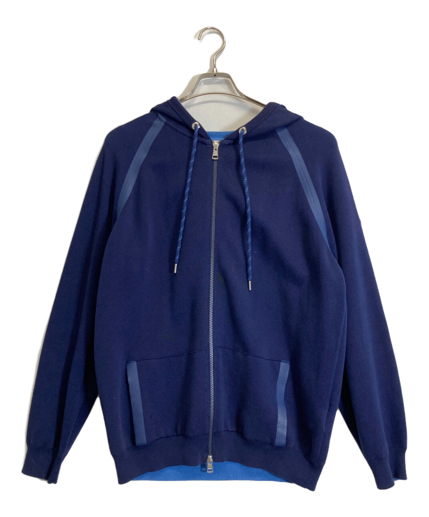 中古・古着通販】MONCLER (モンクレール) ニットパーカー ブルー 