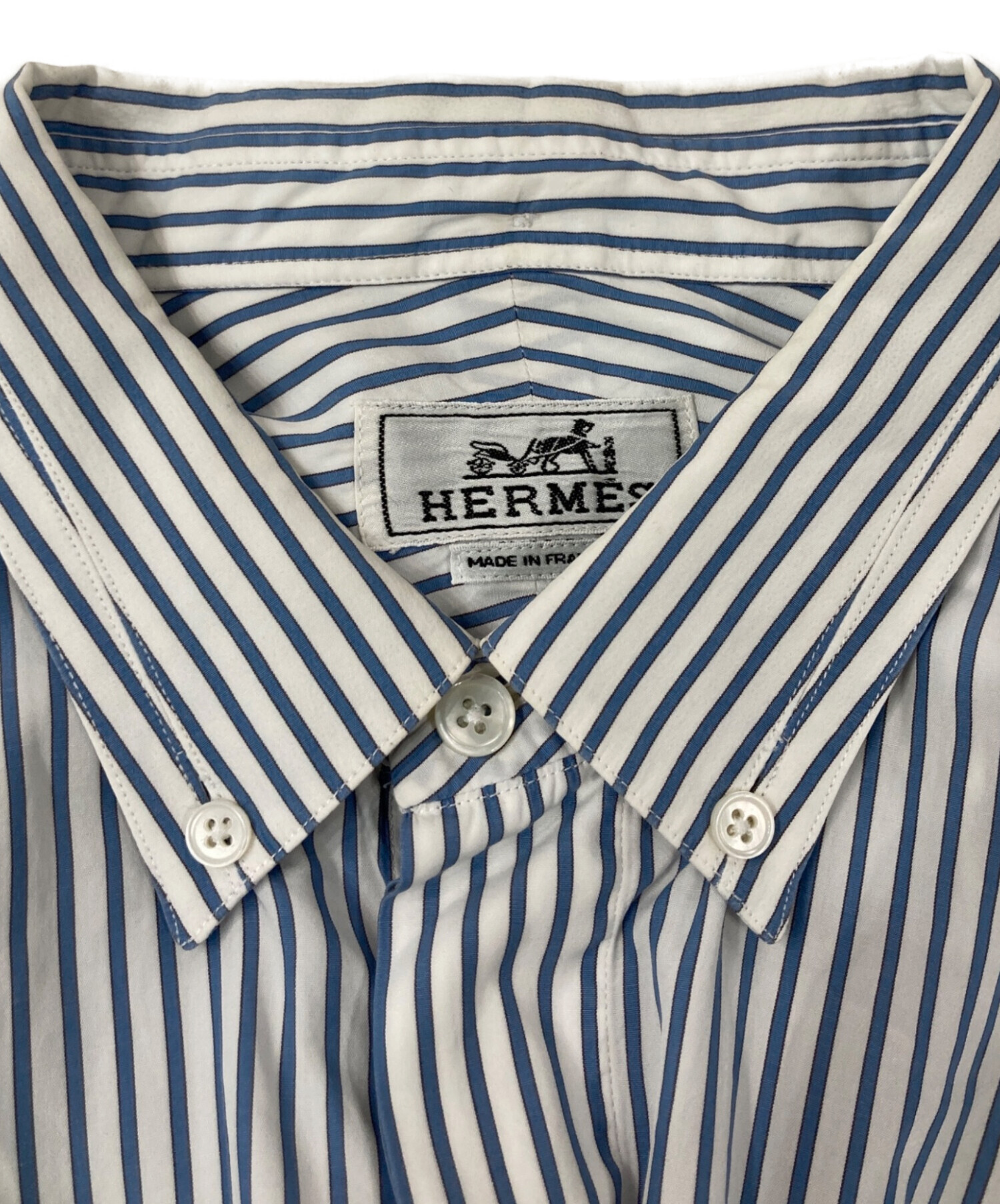 中古・古着通販】HERMES (エルメス) セリエボタン切替シャツ スカイ