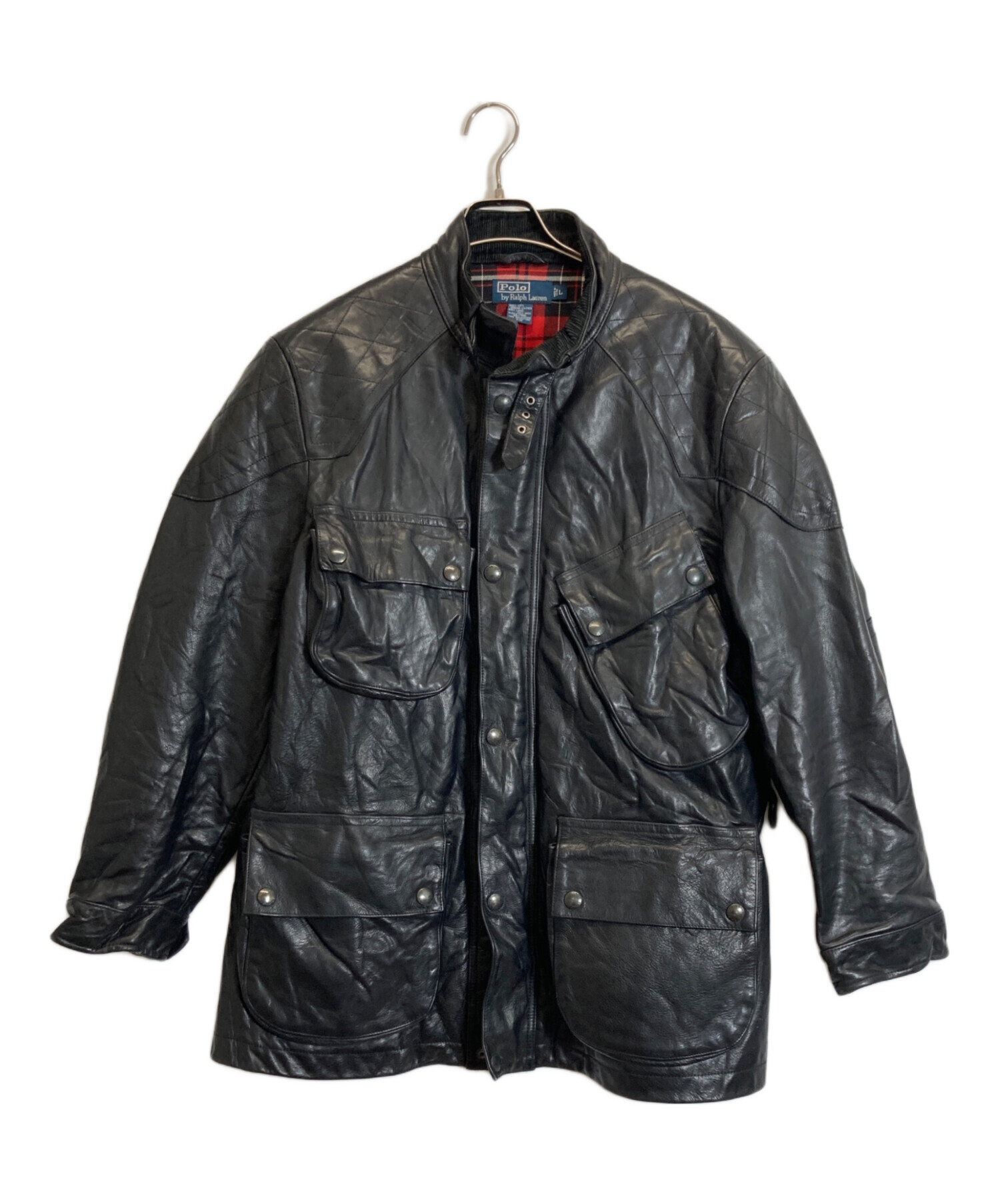 ラルフローレン モーターサイクルジャケット 羊革 レザージャケット 革ジャン 中古・古着通販】POLO RALPH LAUREN (ポロ・ラルフローレン) レザー