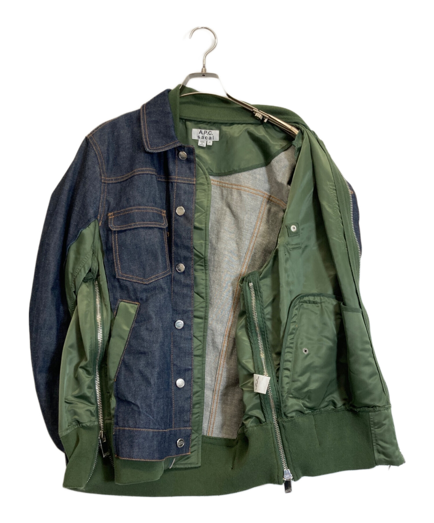 sacai APC EIMI denim jaket カーキ A.P.C.×sacai(アーペーセー×サカイ) BLOUSON EIMI denim jaket 切替