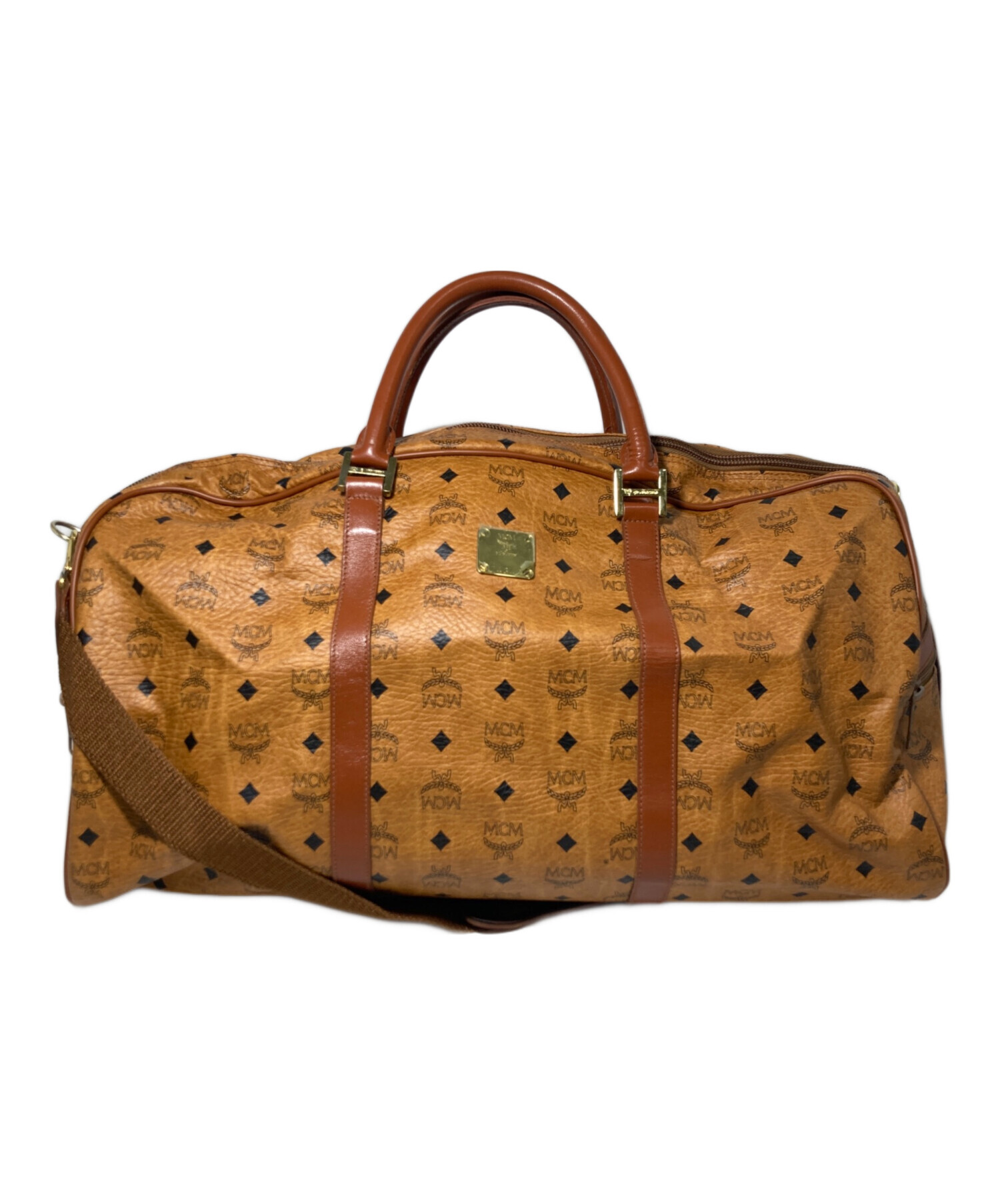 MCM ボストンバッグ ブラウン ロゴプリント 中古・古着通販】MCM (エムシーエム) ボストンバッグ ブラウン