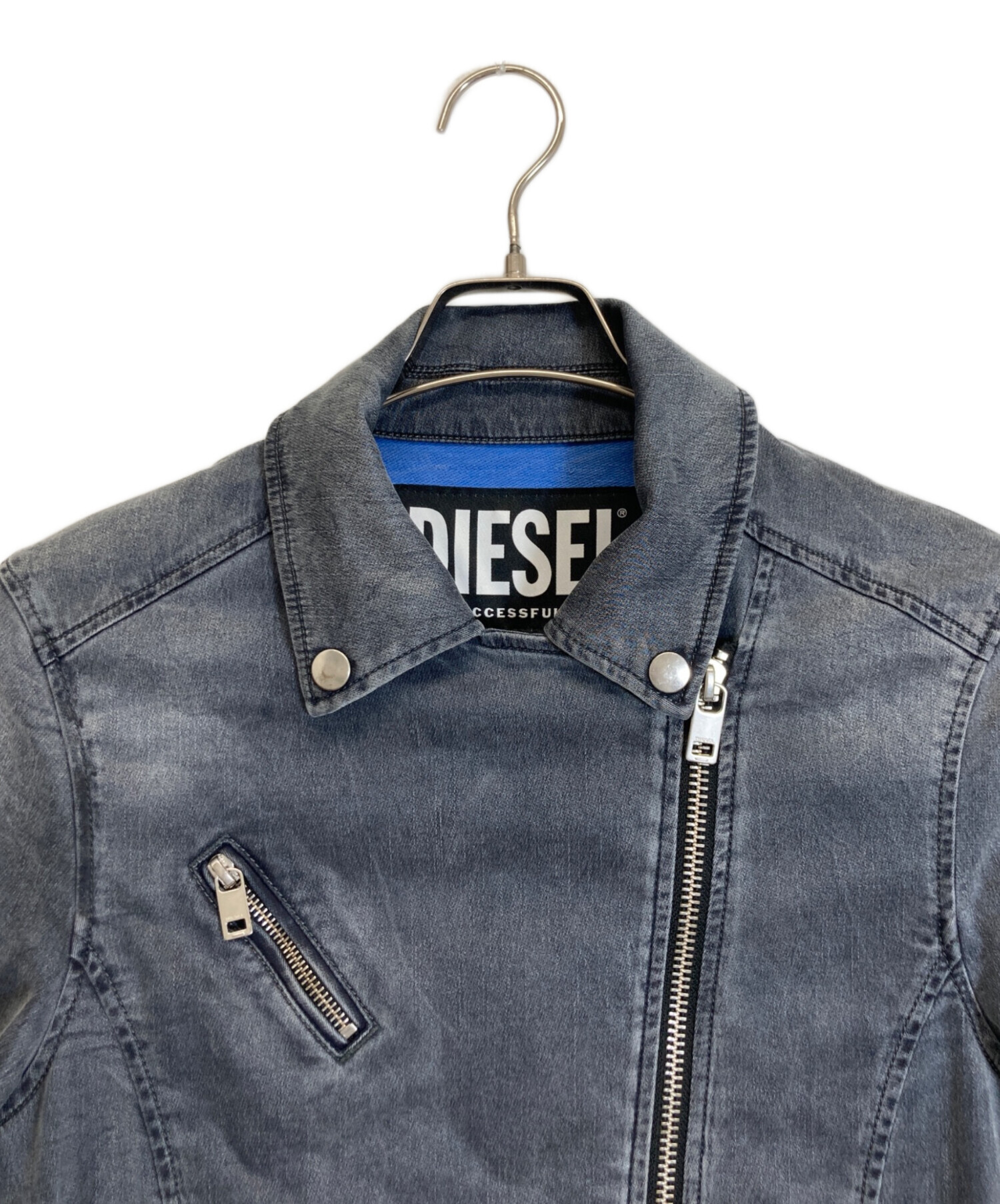 中古・古着通販】DIESEL (ディーゼル) デニムライダースジャケット