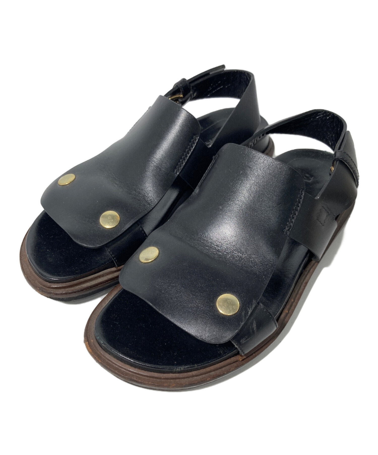 中古・古着通販】MARNI (マルニ) レザーサンダル ブラック サイズ:35