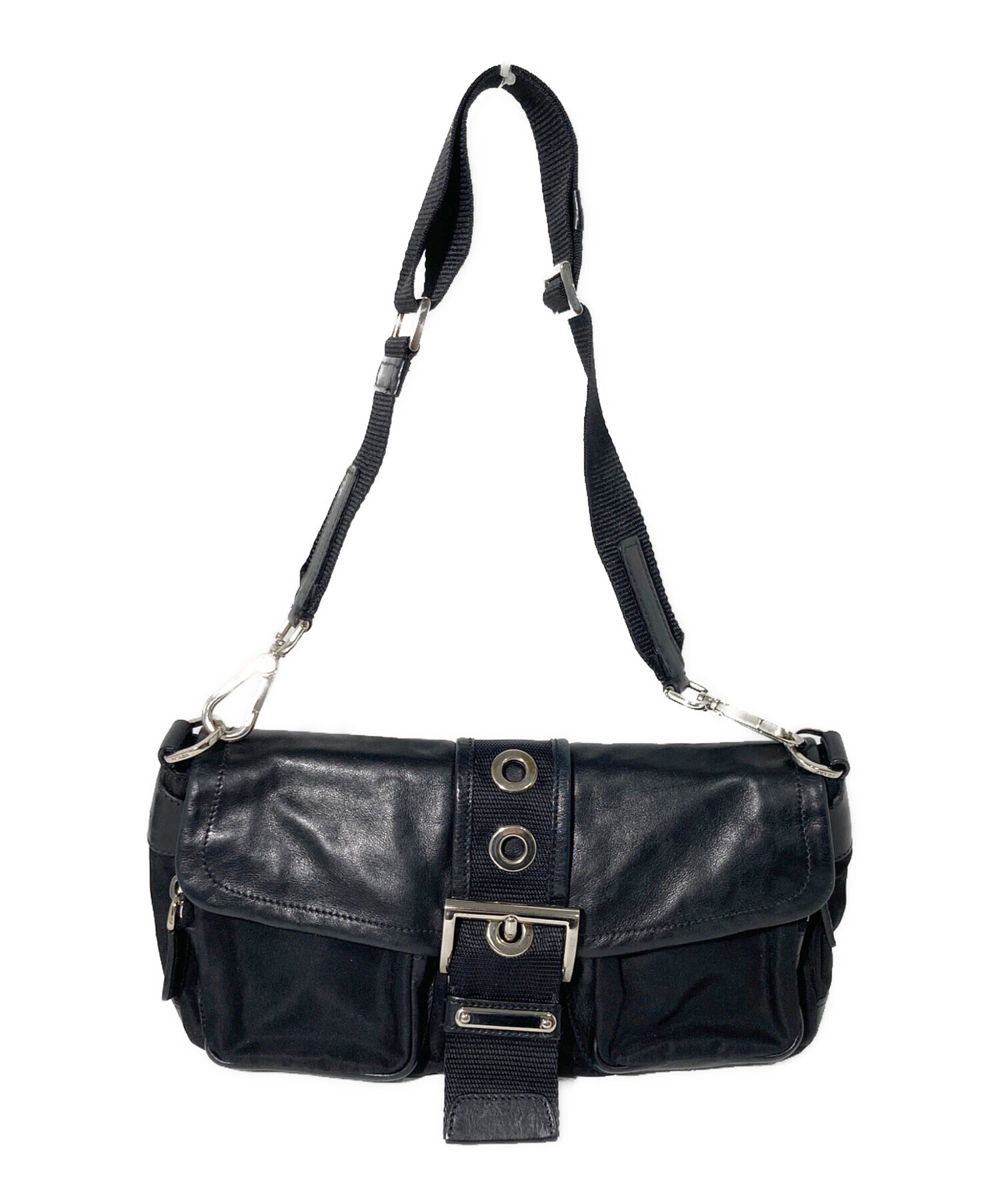 中古・古着通販】PRADA (プラダ) レザー切替ワンショルダーバッグ