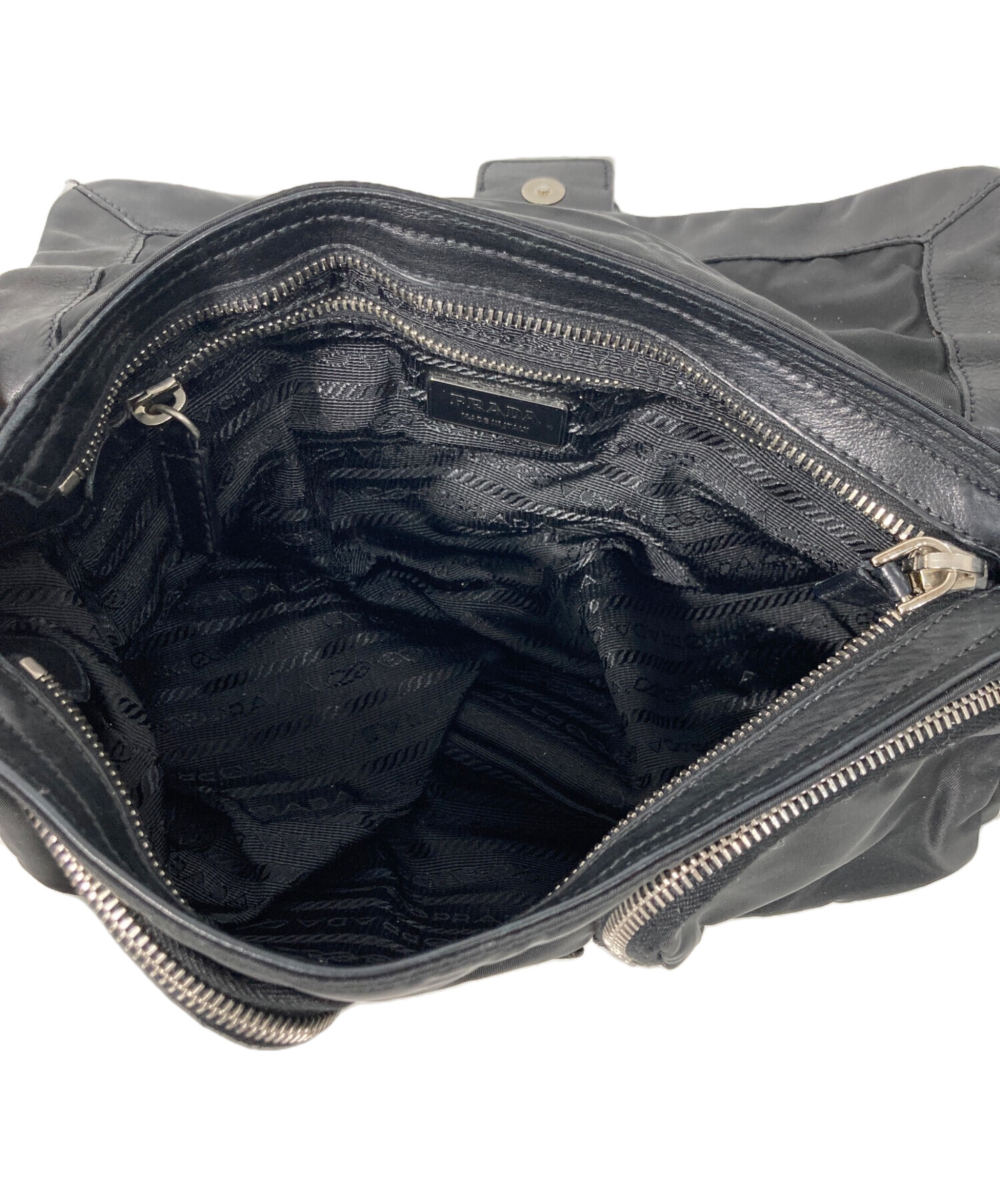 中古・古着通販】PRADA (プラダ) レザー切替ワンショルダーバッグ 