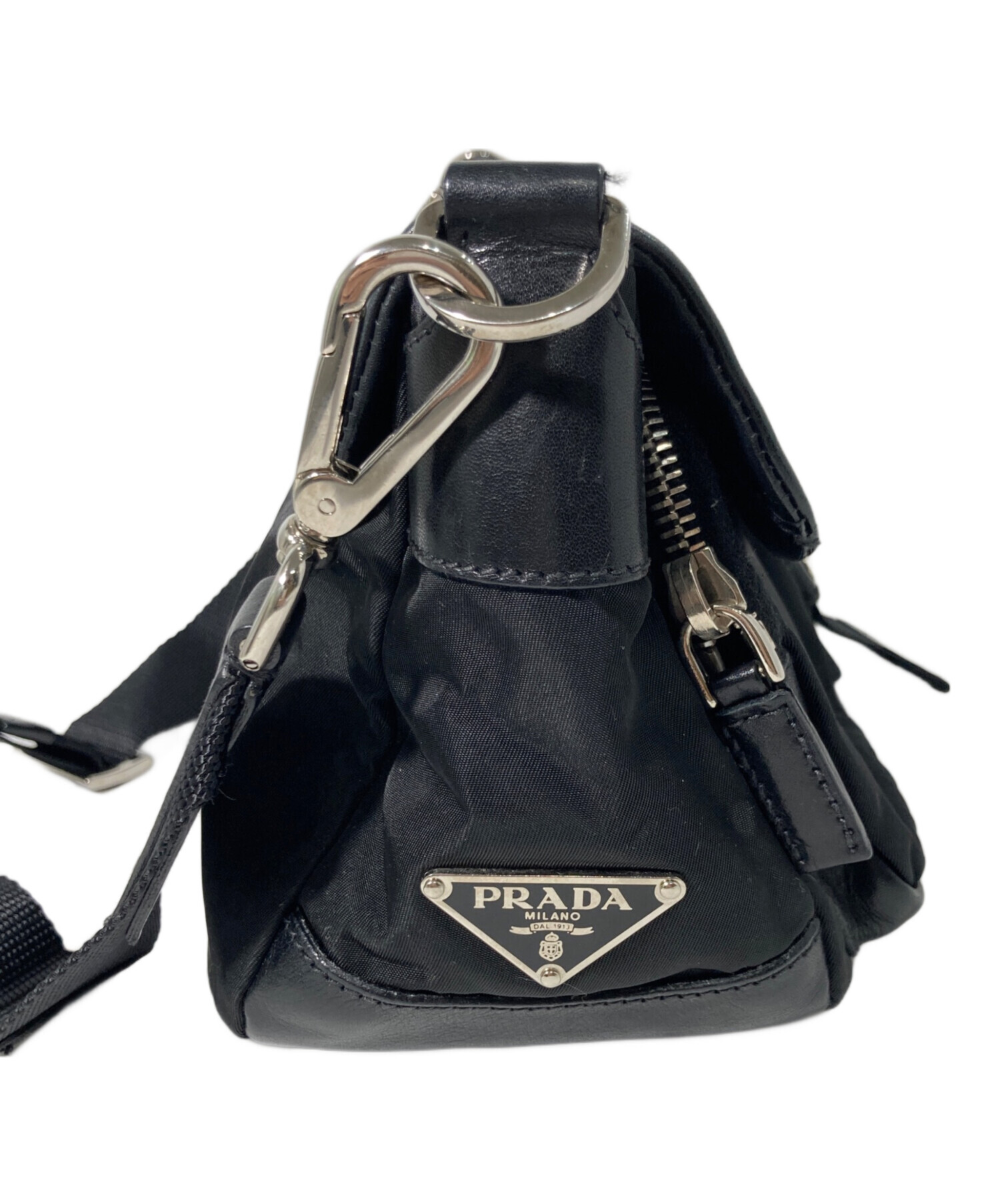 中古・古着通販】PRADA (プラダ) レザー切替ワンショルダーバッグ